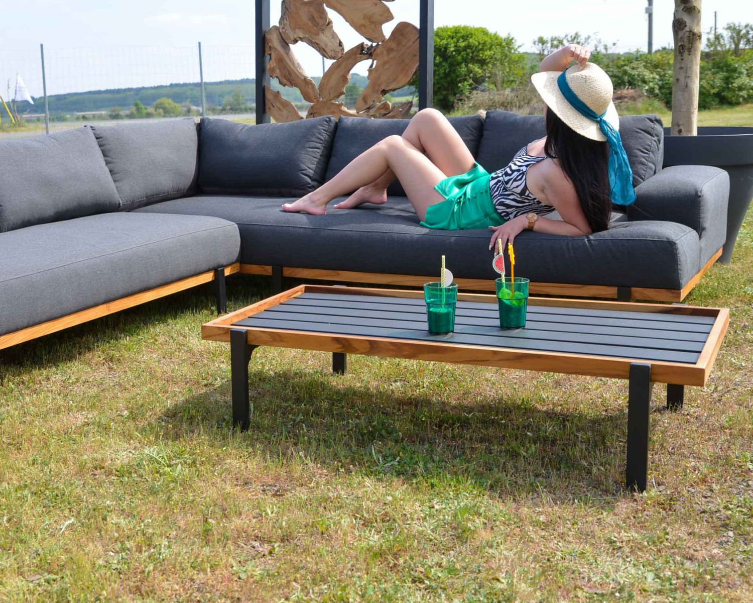 Canapé d'angle extérieur haut de gamme tissu Sunbrella "Maluku Island"