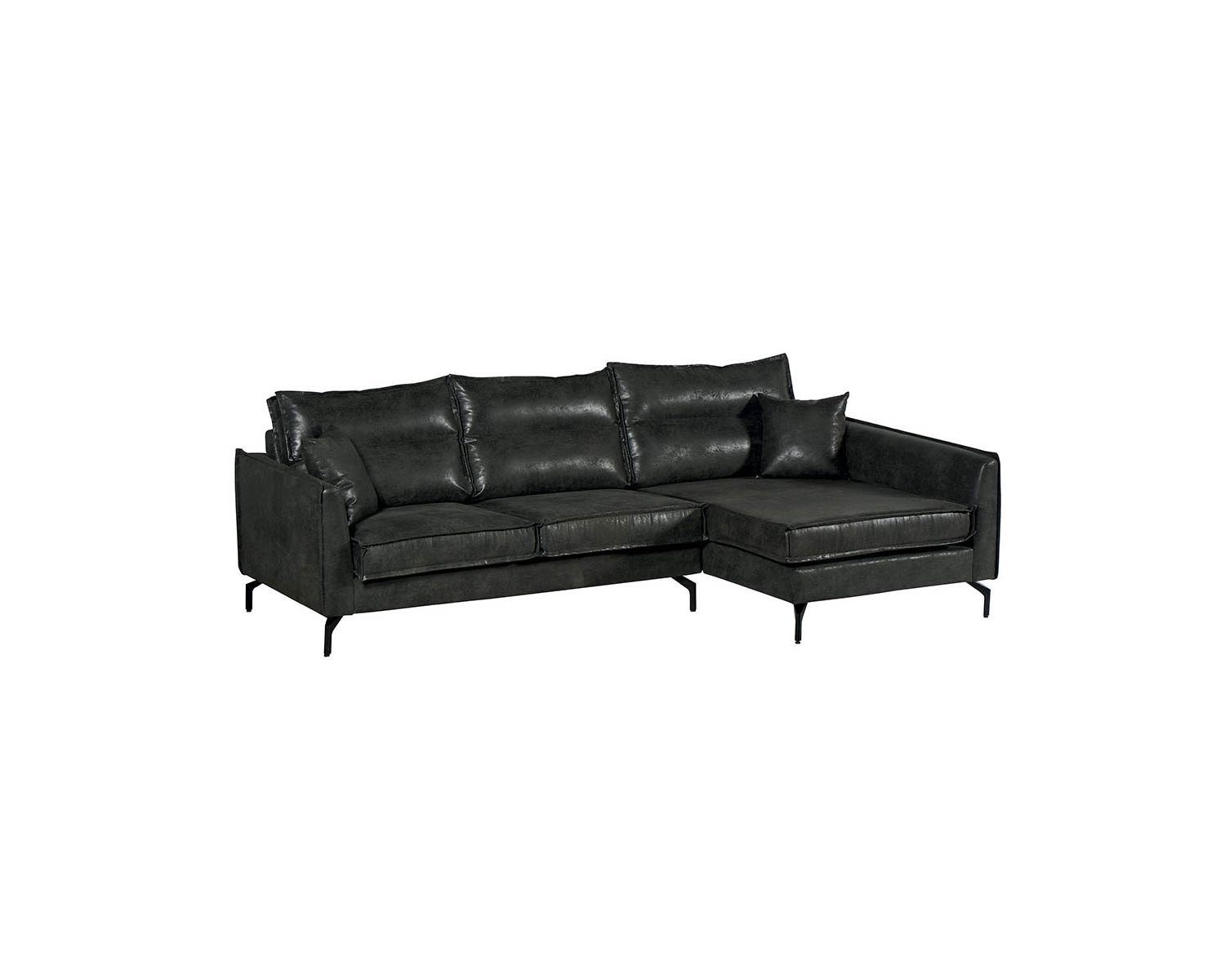 Canapé d'angle 3 places gris foncé top confort retour droit "Falster"