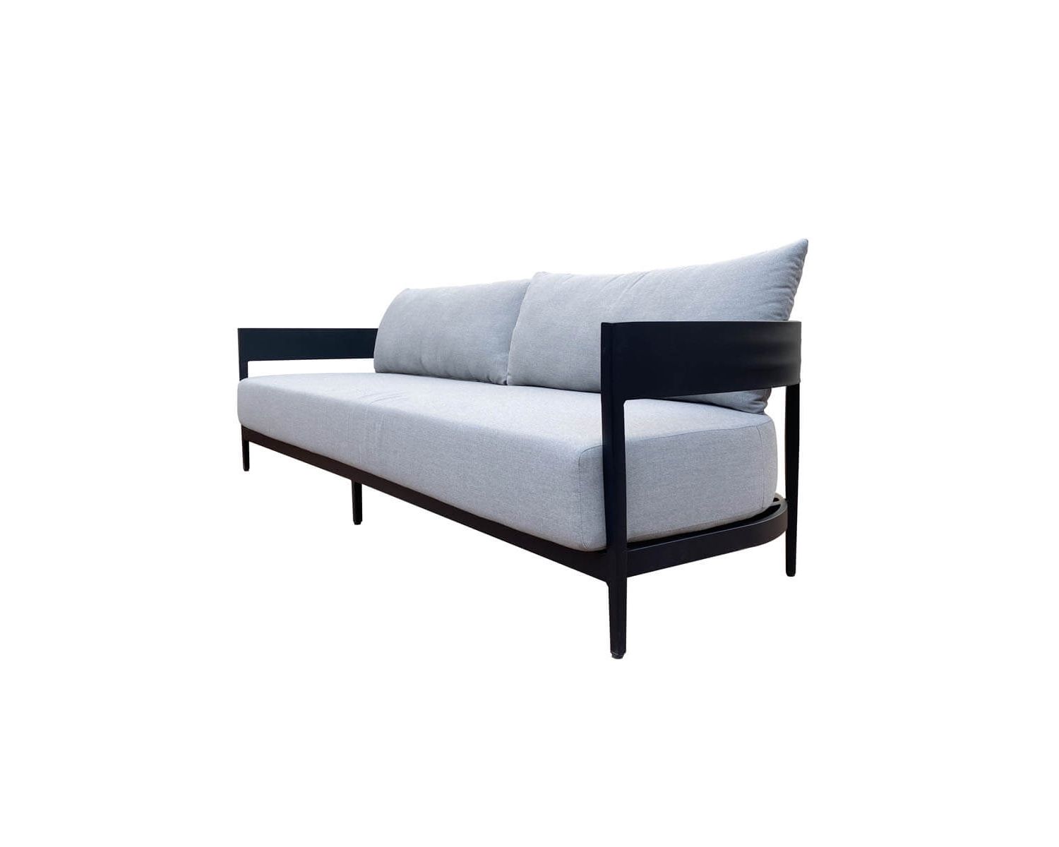 Salon de jardin 2 fauteuils 1 canapé aluminium et tissu gris "Blois"