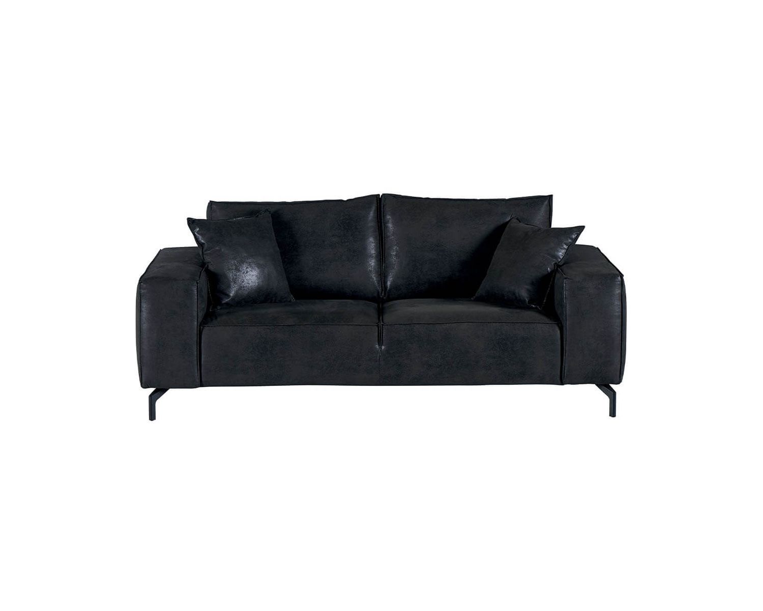 Canapé design confort 3 places tissu gris foncé pieds métal  "Pueblo"