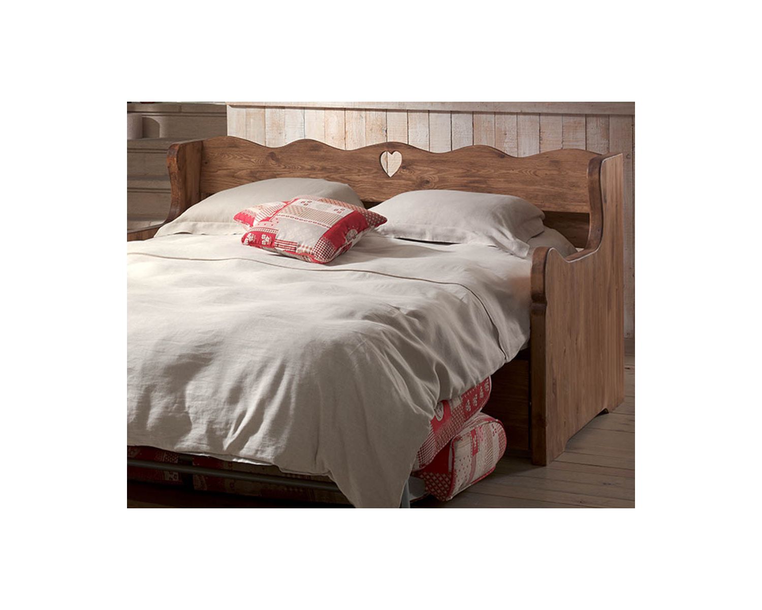 Canapé lit express déhoussable avec tissu au choix et pin "Alaska"