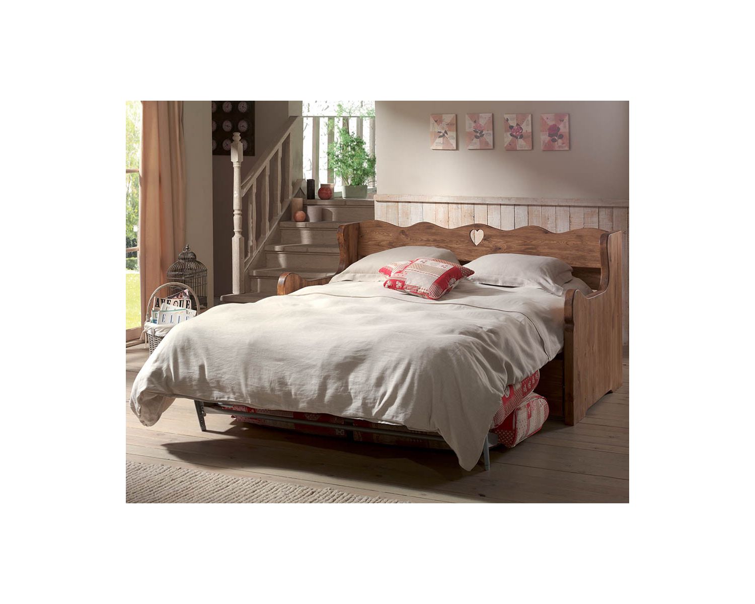 Canapé lit express déhoussable avec tissu au choix et pin "Alaska"