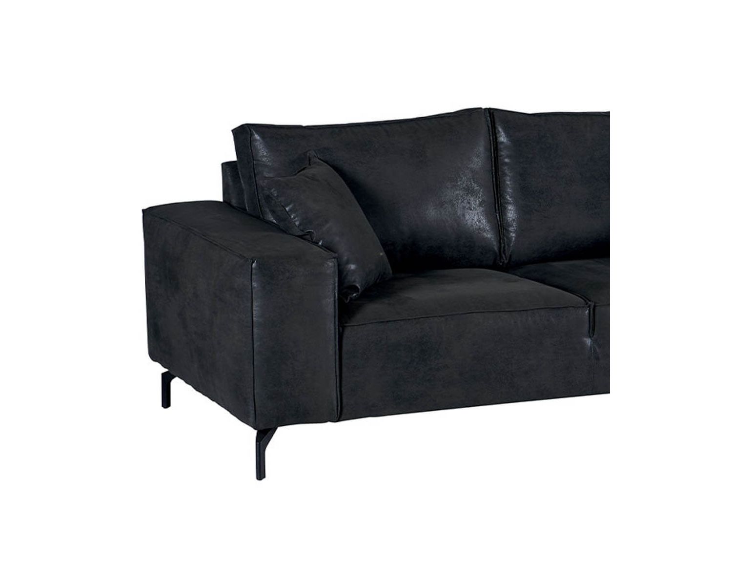 Canapé design confort 3 places tissu gris foncé pieds métal  "Pueblo"