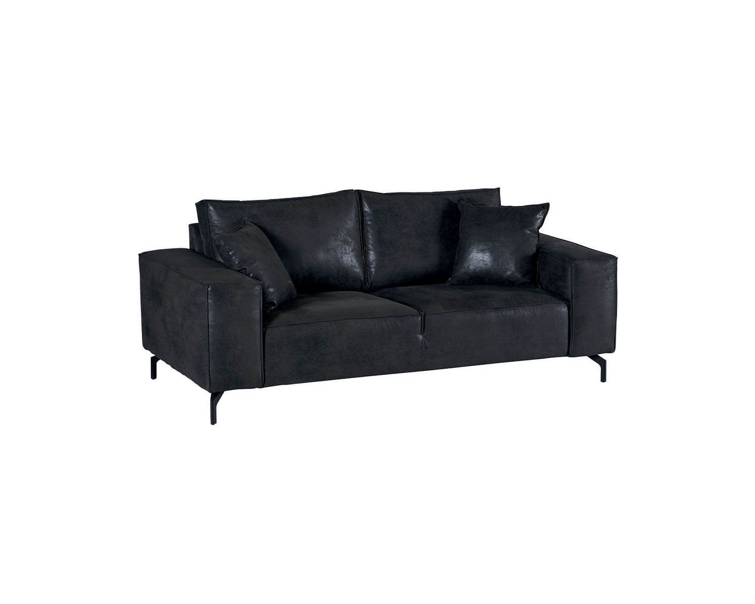 Canapé design confort 3 places tissu gris foncé pieds métal  "Pueblo"