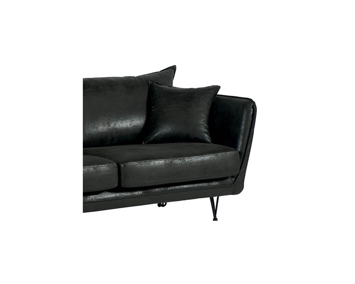 Canapé vintage gris foncé 3 places avec pieds métal "Hasting"