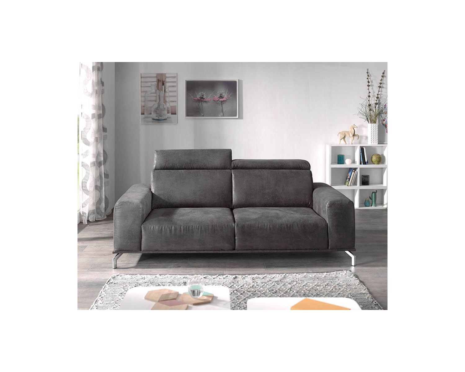 Canapé XXL 3 personnes ultra confortable en tissu havane "Utaka"