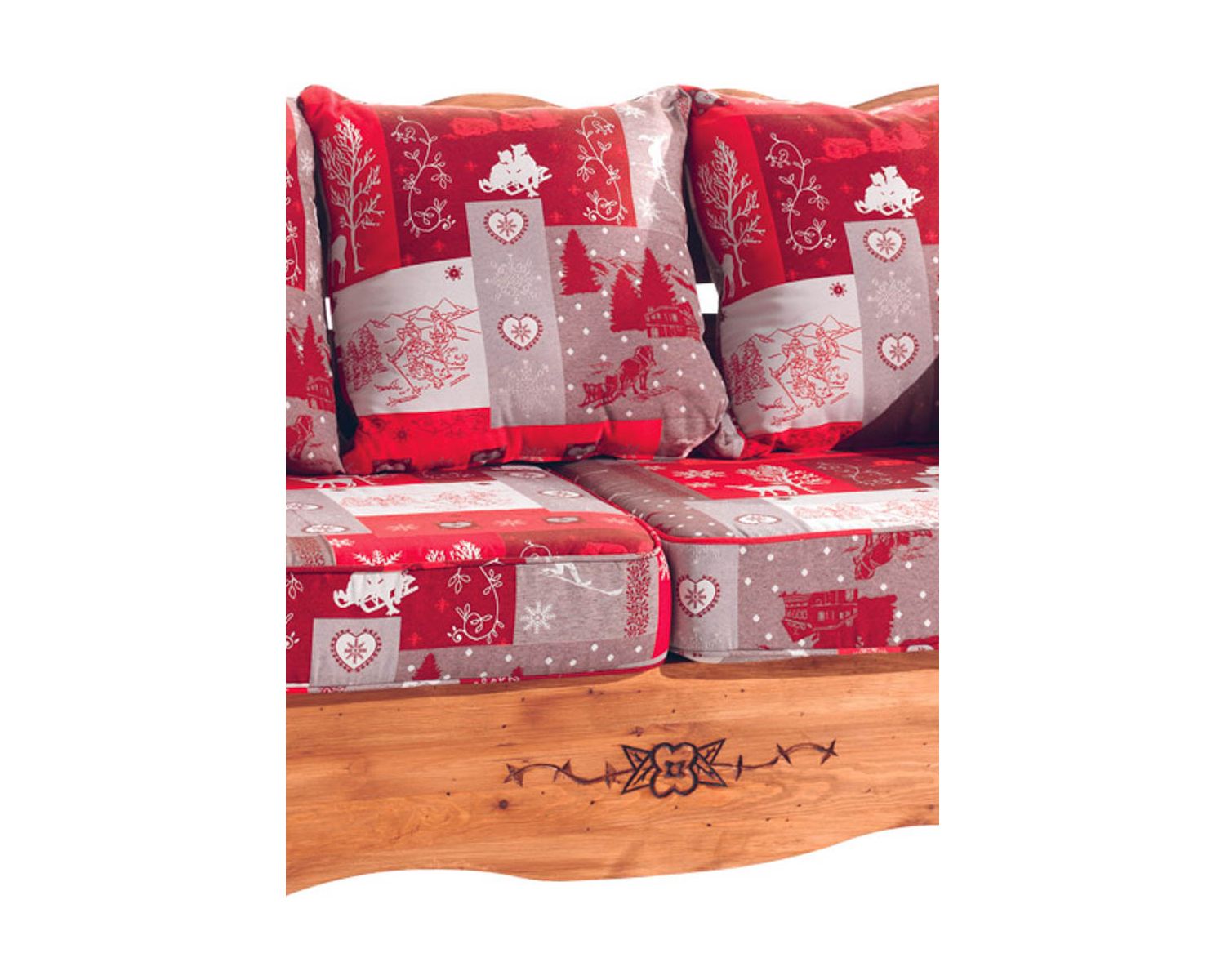 Canapé 2 places style chalet de montagne avec tissu au choix "Alaska"