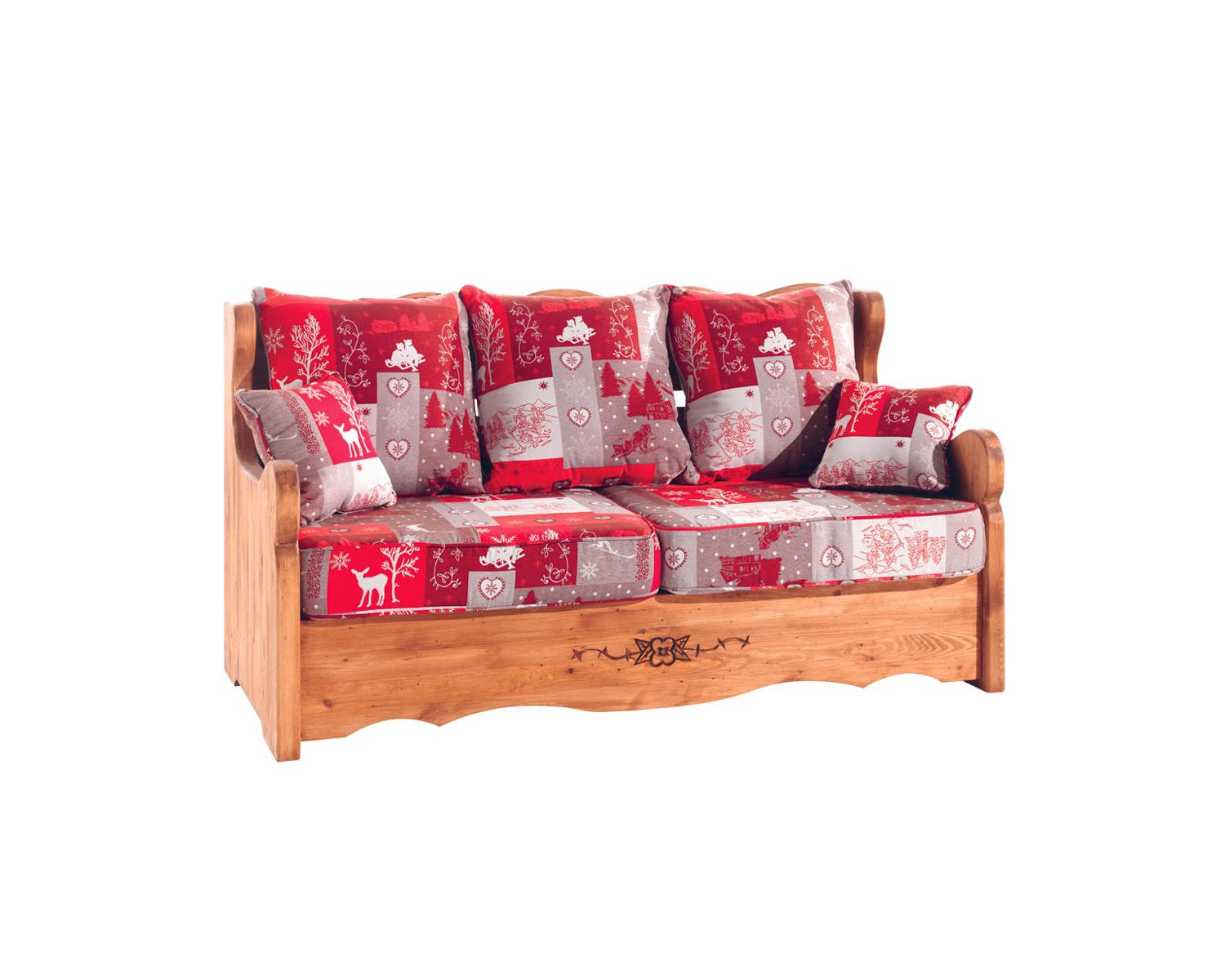 Canapé 2 places style chalet de montagne avec tissu au choix "Alaska"