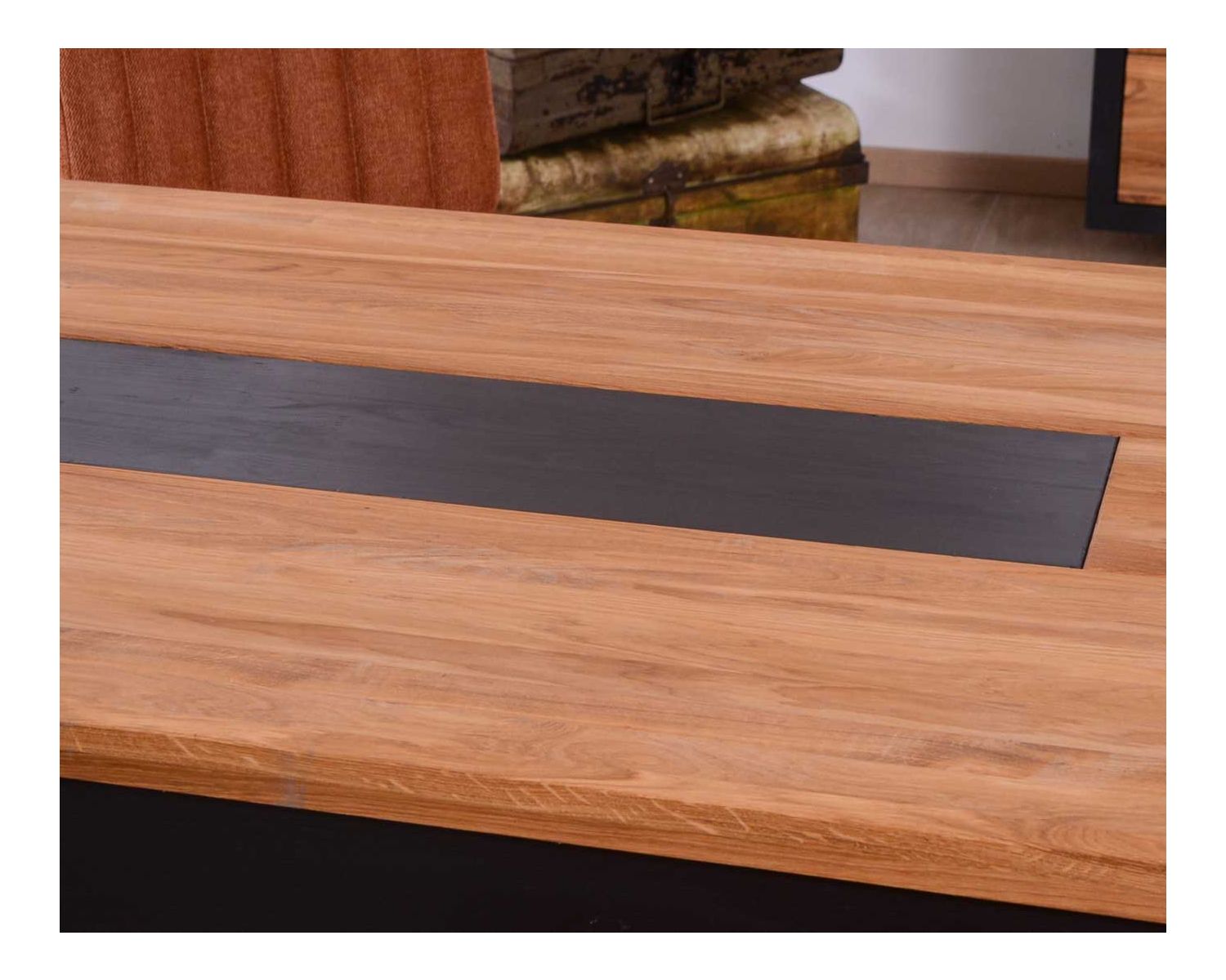 Table bois massif naturel et noir 180cm "Flix" style moderne