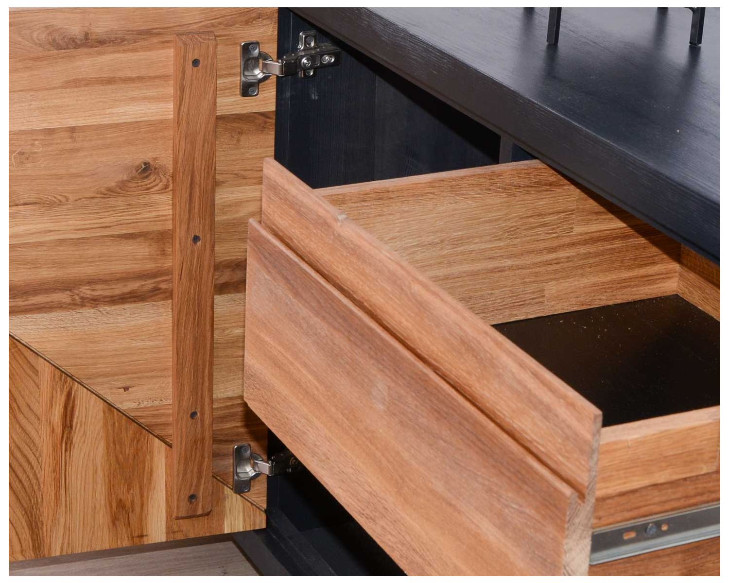 Buffet noir et bois style contemporain 4 portes 1 tiroir "Flix"