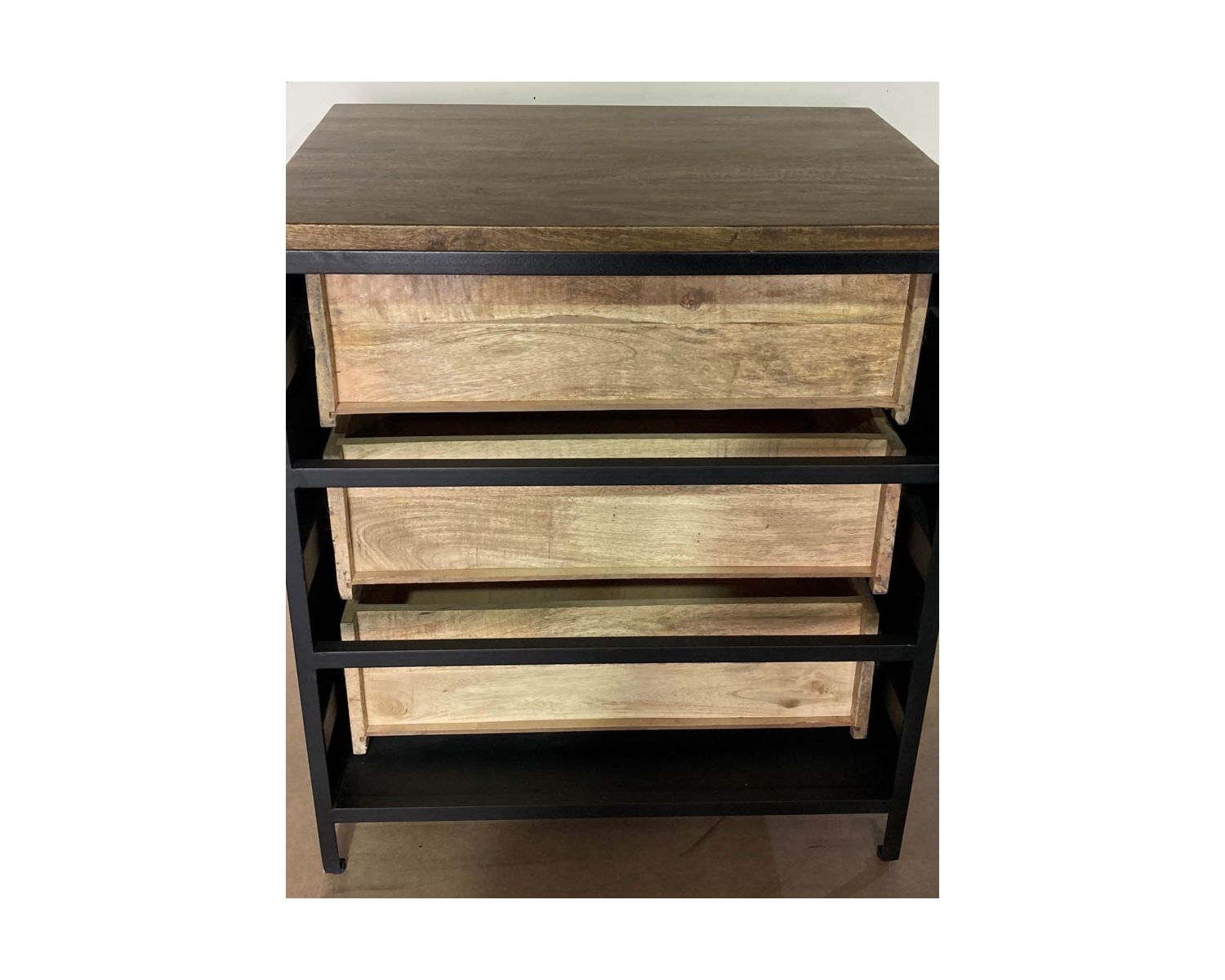 Meuble 3 tiroirs pour cuisine style industriel bois et métal "Atelier"