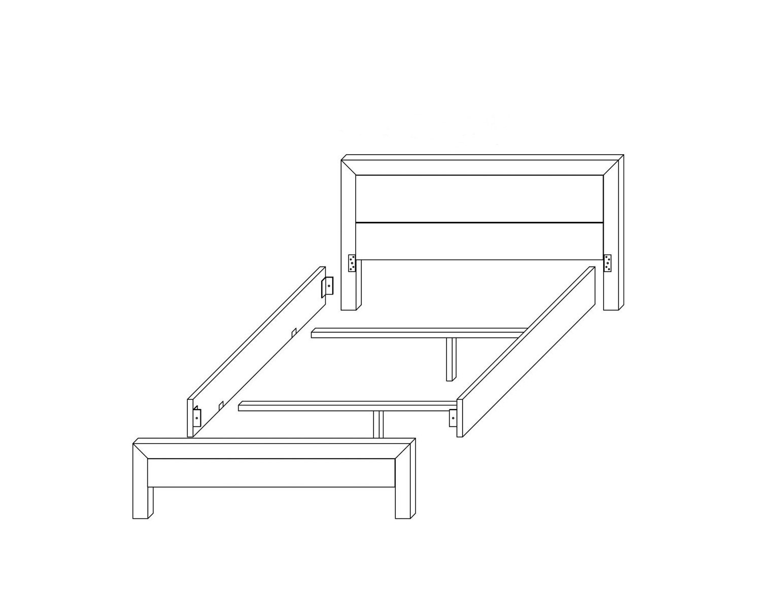 Lit King Size 180x200 cm style industriel métal et bois "Catane"