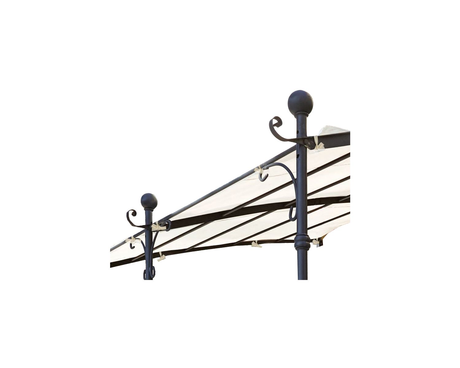 Pergola murale 3 pieds en métal et toit arrondi "Gardénia" 3m60 x 3m