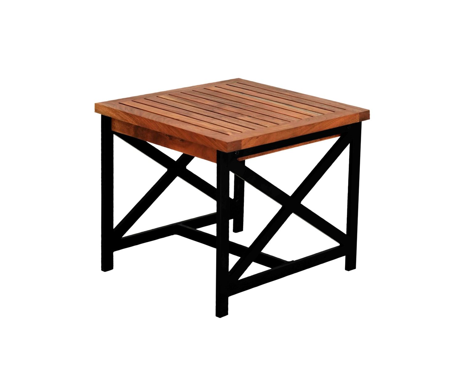 Table d'appoint carrée spécial extérieur en bois et métal "Gardénia" 50x50cm