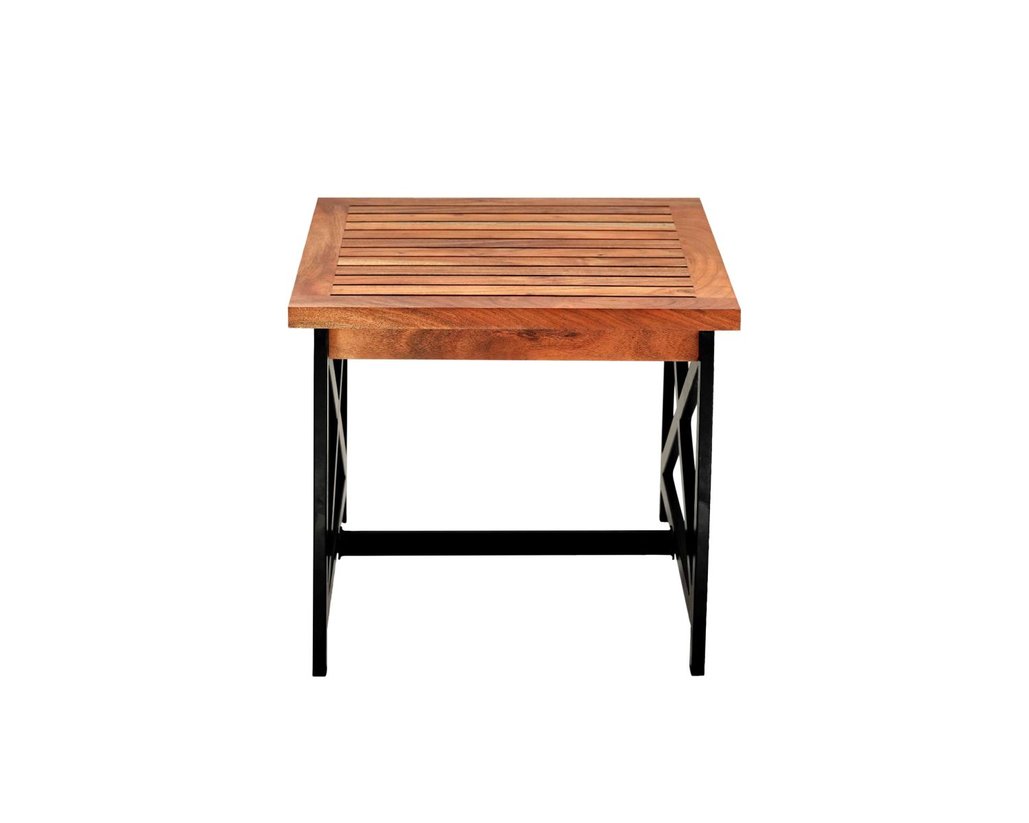 Table d'appoint carrée spécial extérieur en bois et métal "Gardénia" 50x50cm