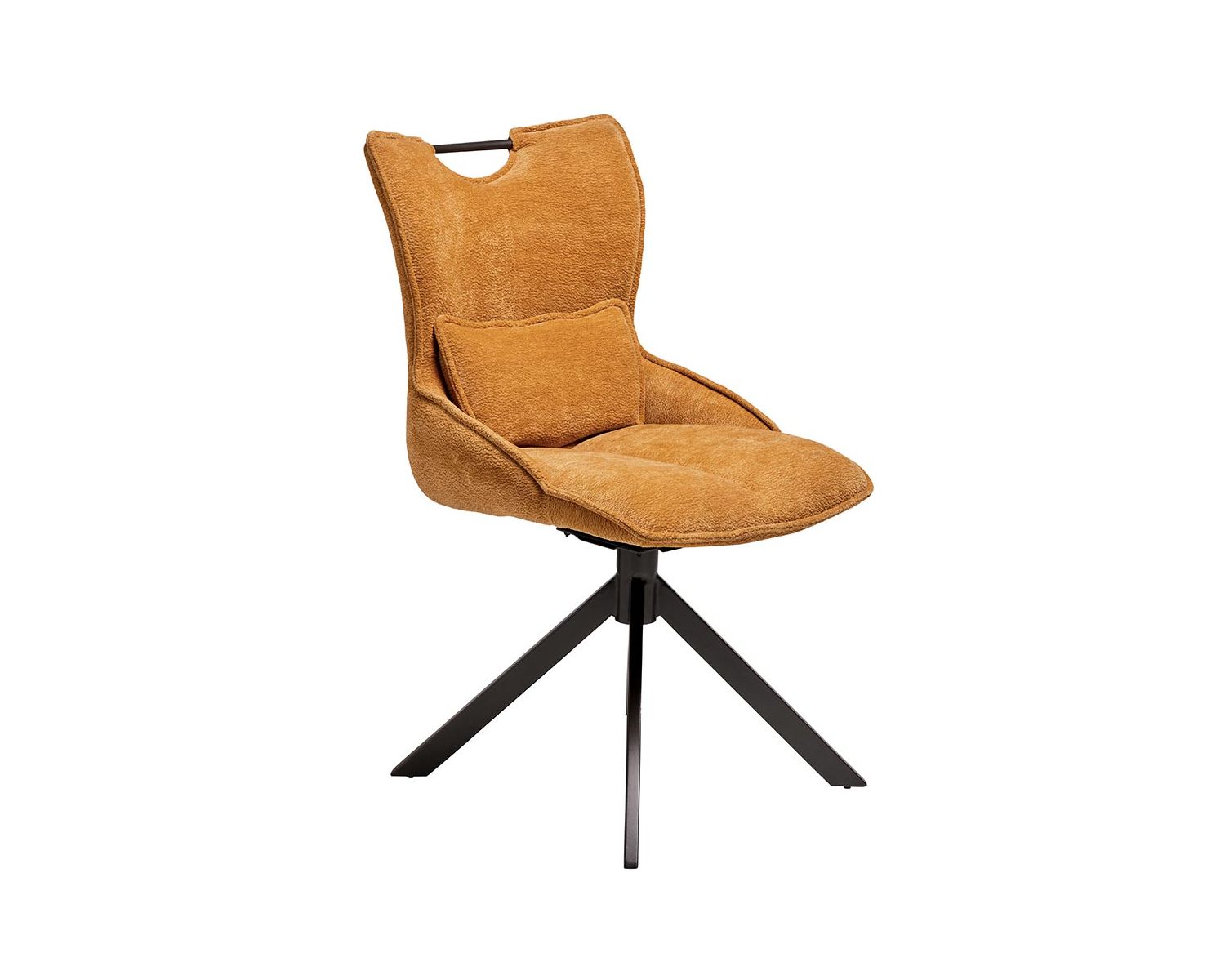 Lot de 2 chaises en tissu jaune moutarde sur pied rotatif en métal "Biorg" style rétro