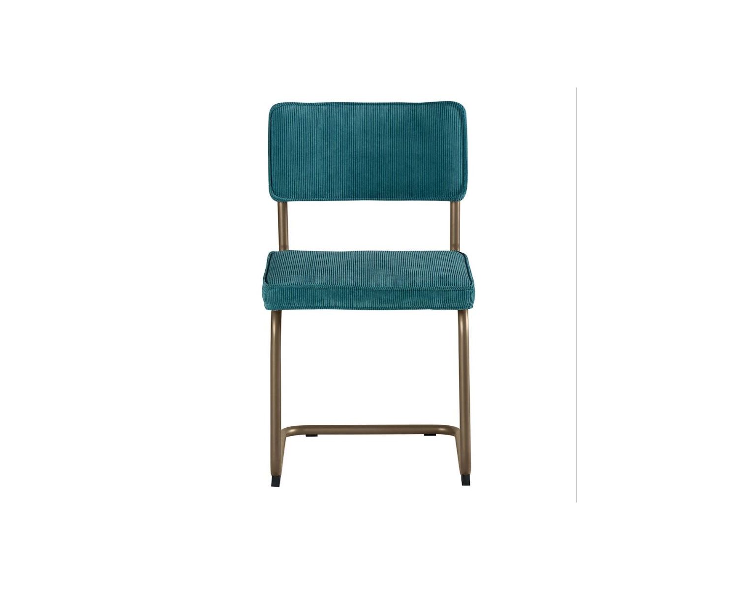 Lot de 4 chaises bleues en tissu et métal cuivré esprit pop "Caractère"