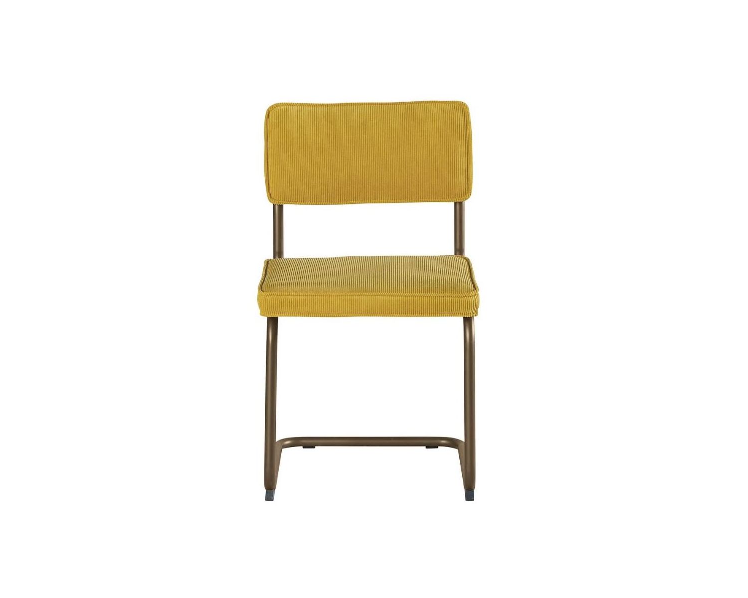 Lot de 4 chaises vintage tissu jaune curry métal cuivré "Caractère"