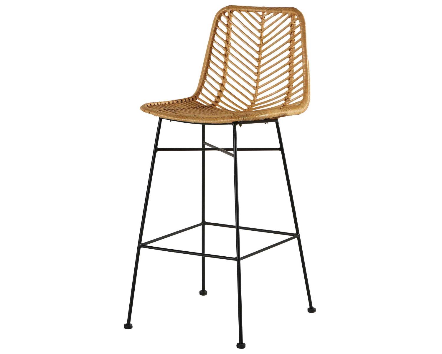 Chaise de bar en rotin et pieds métal