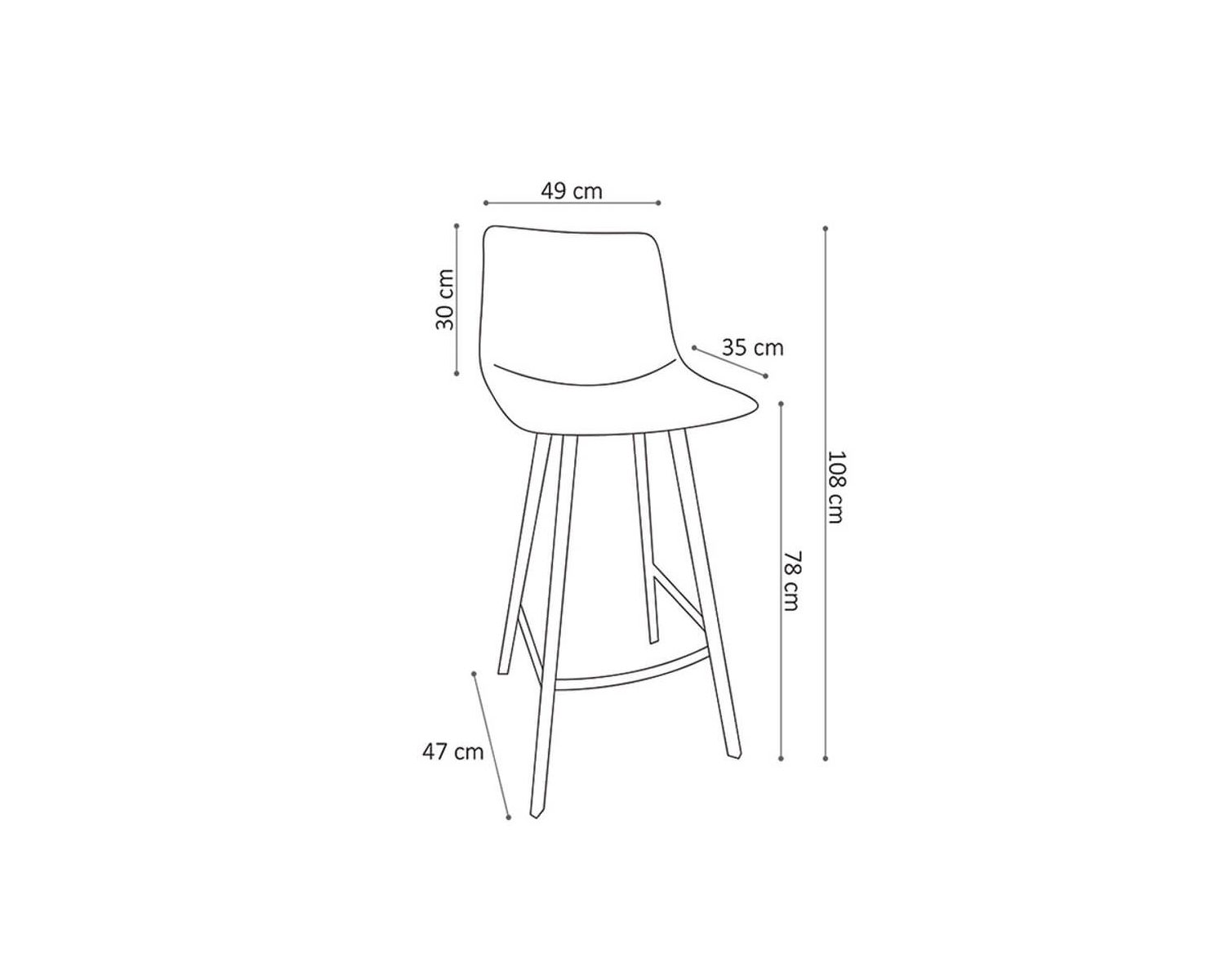 Lot de 2 chaises hautes style indus’ vintage PU gris métal noir "For"