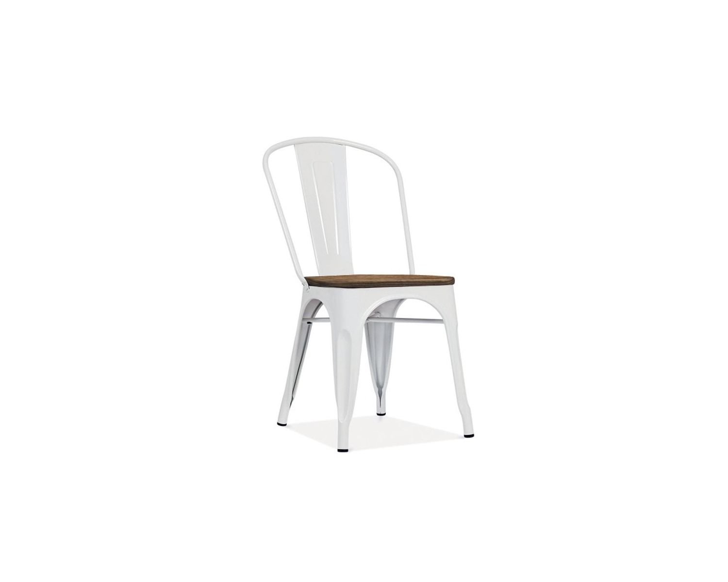 Lot de 4 chaises métal blanc et bois industrielles "Industry"