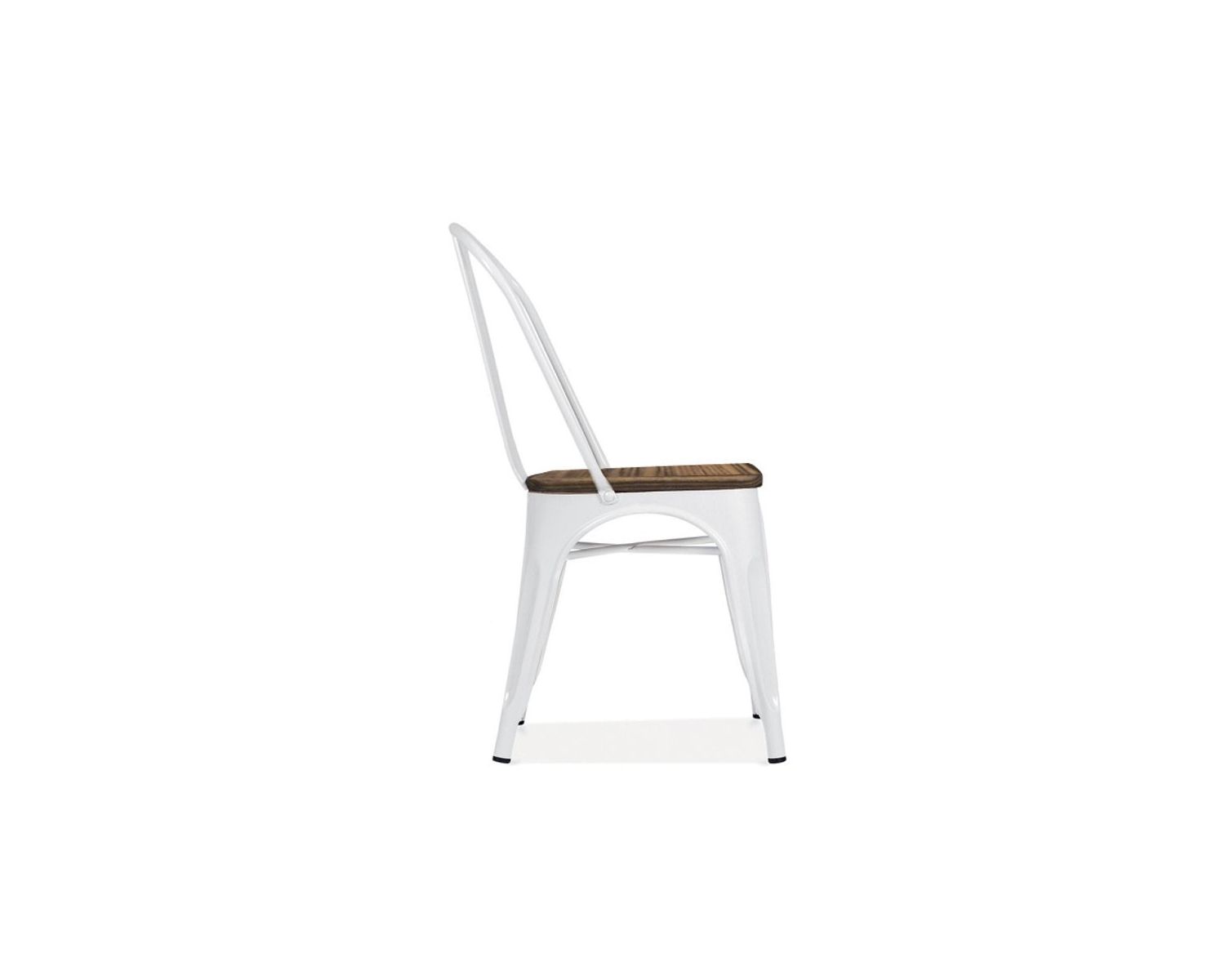 Lot de 4 chaises métal blanc et bois industrielles "Industry"