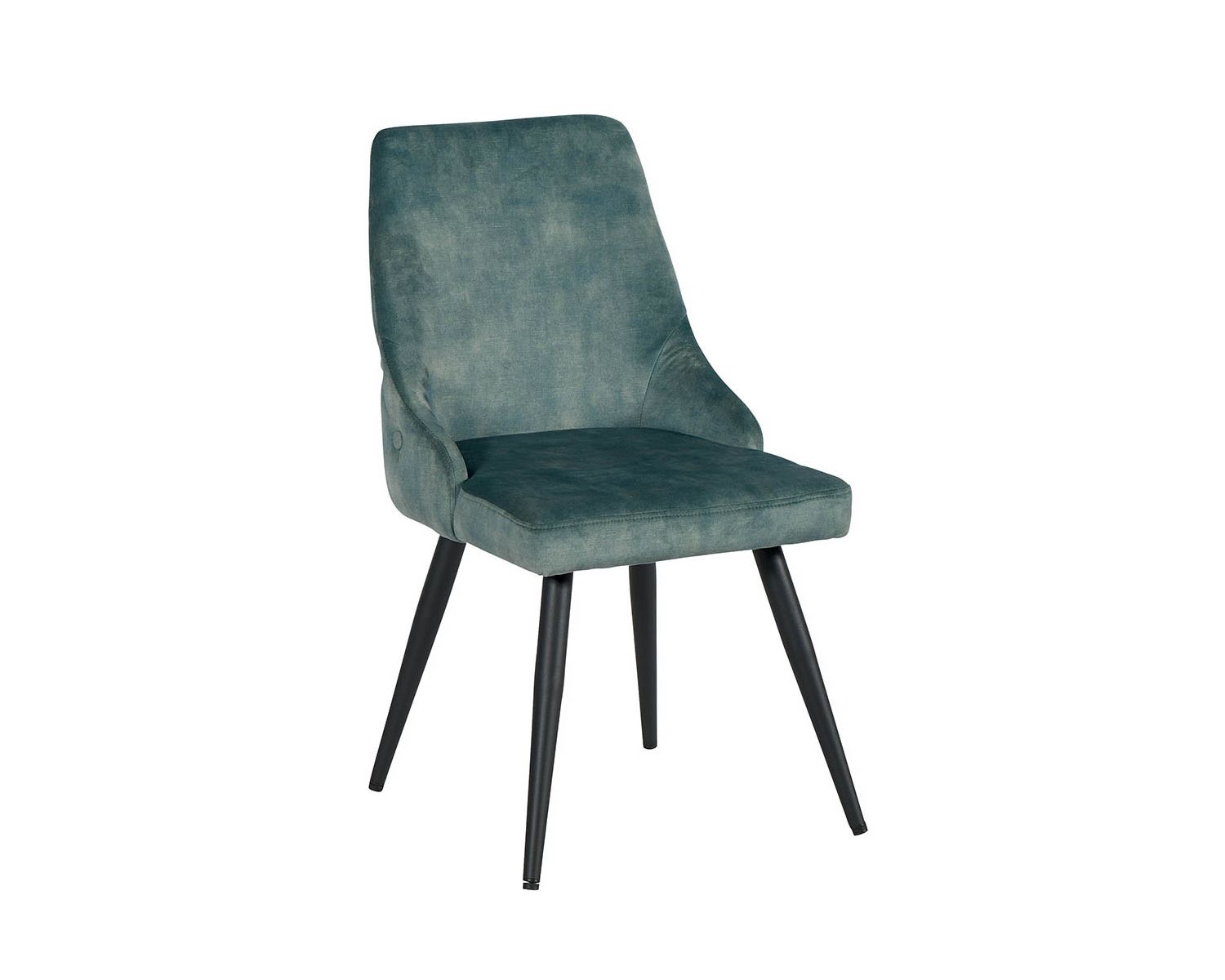 Lot de 2 chaises style vintage métal noir tissu bleu pétrole "Casta"