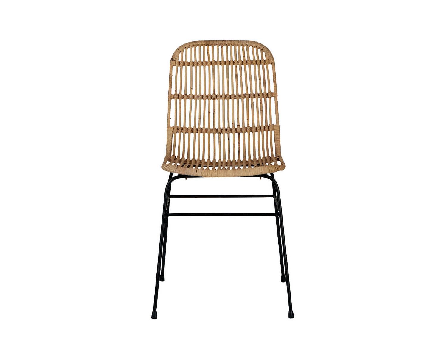 Chaise design en rotin tressé main et métal noir "Chaise Casita"