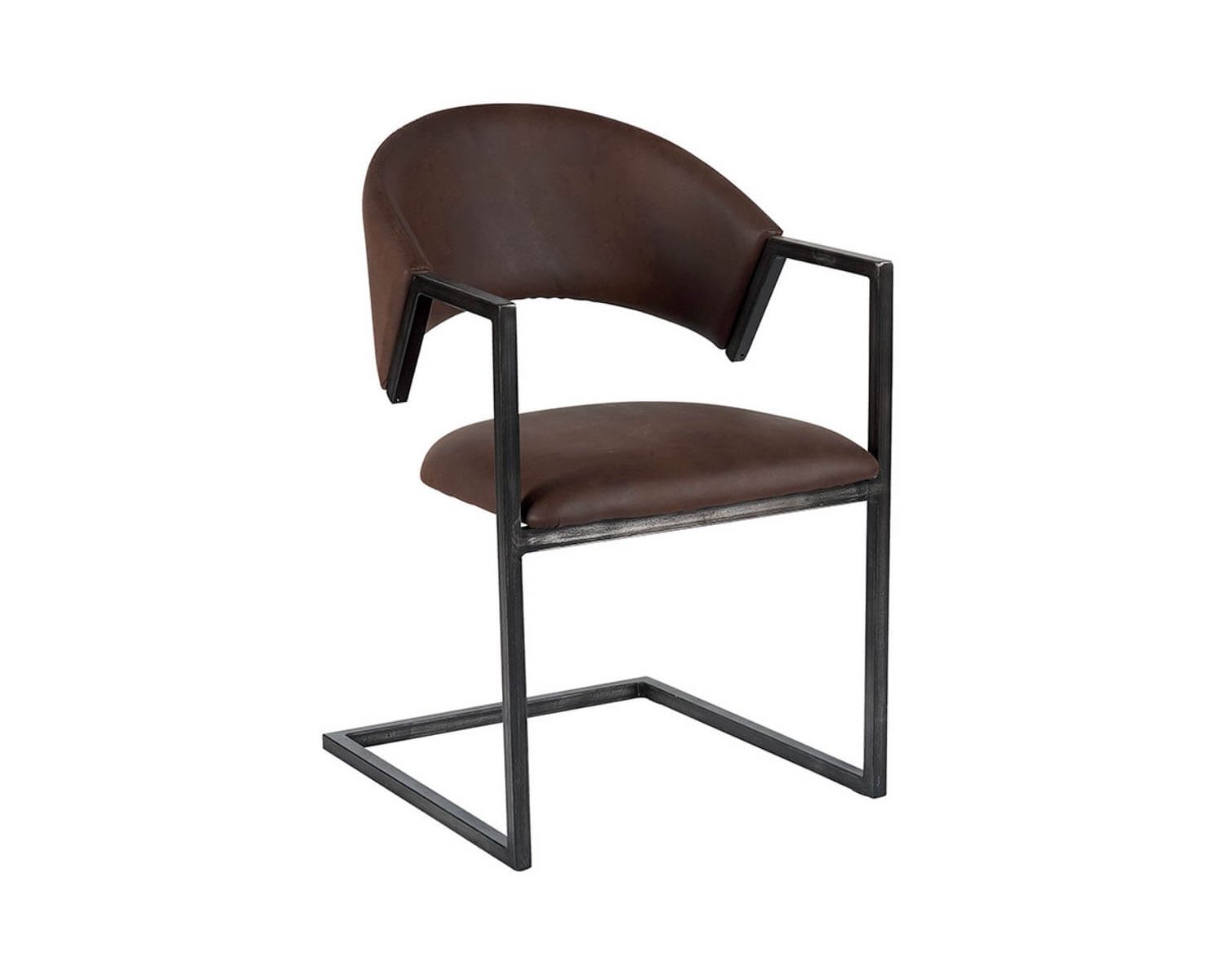 Chaise capitonnée design rétro tissu brun métal noir "Chaise Casita"