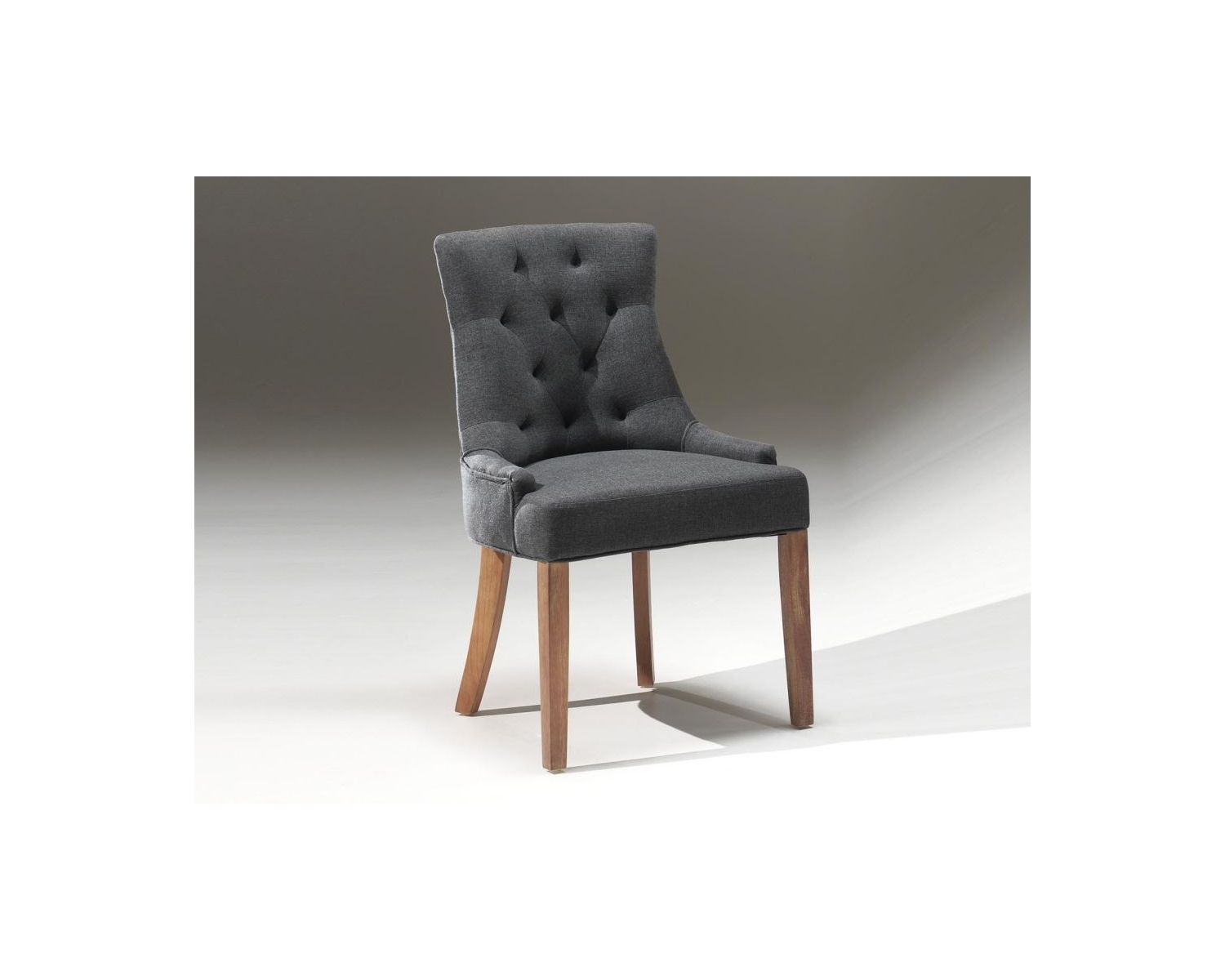 Lot de 2 chaises grises avec dossier capitonné tissu et bois "Charme"