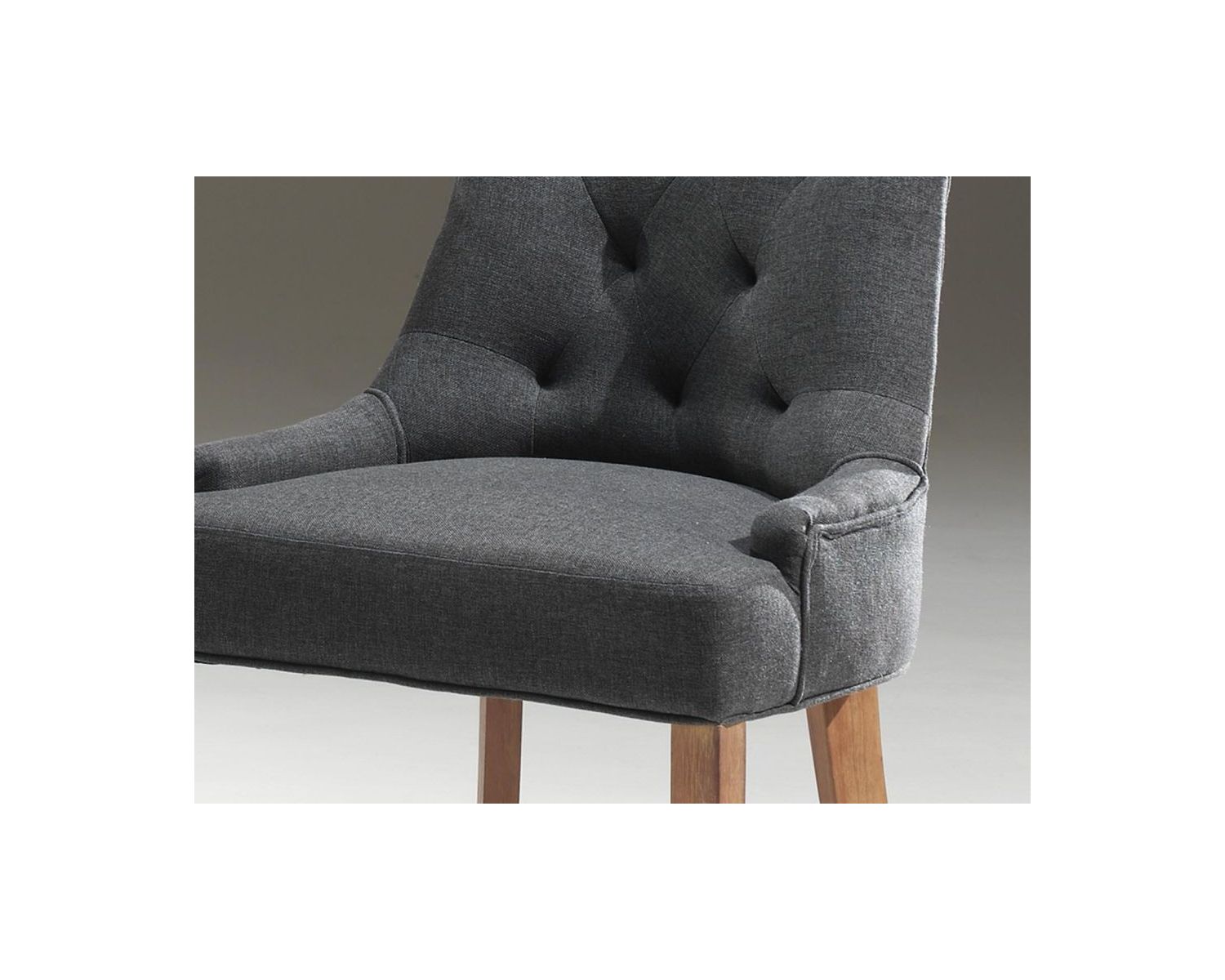 Lot de 2 chaises grises avec dossier capitonné tissu et bois "Charme"