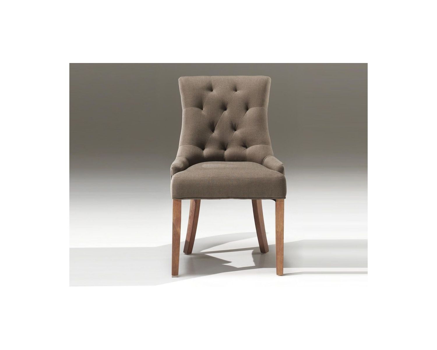 Lot de 2 chaises capitonnées élégantes coloris taupe tissu et bois "Charme"