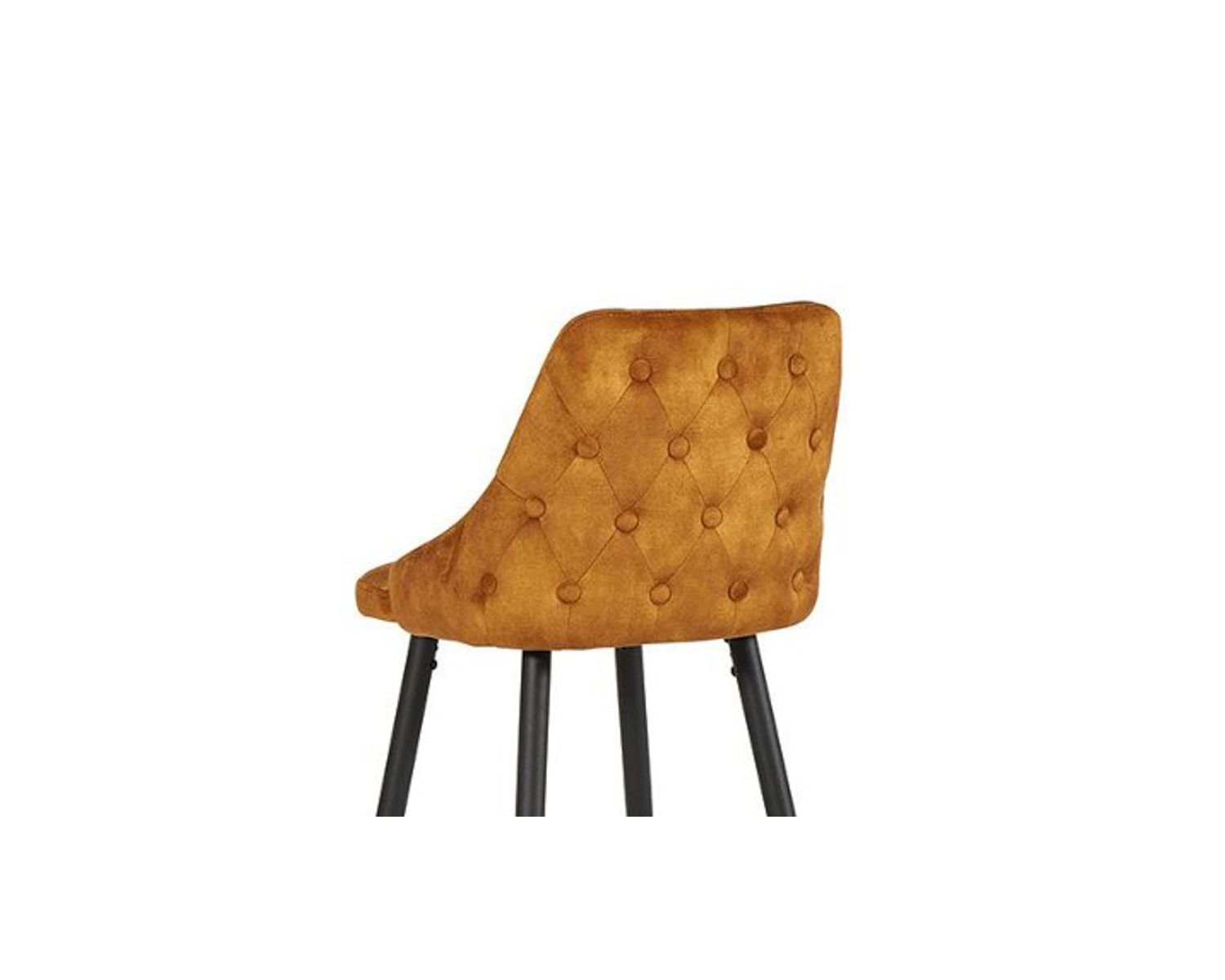 Lot de 2 chaises hautes tissu velours ocre et pieds métal noir "Casta"