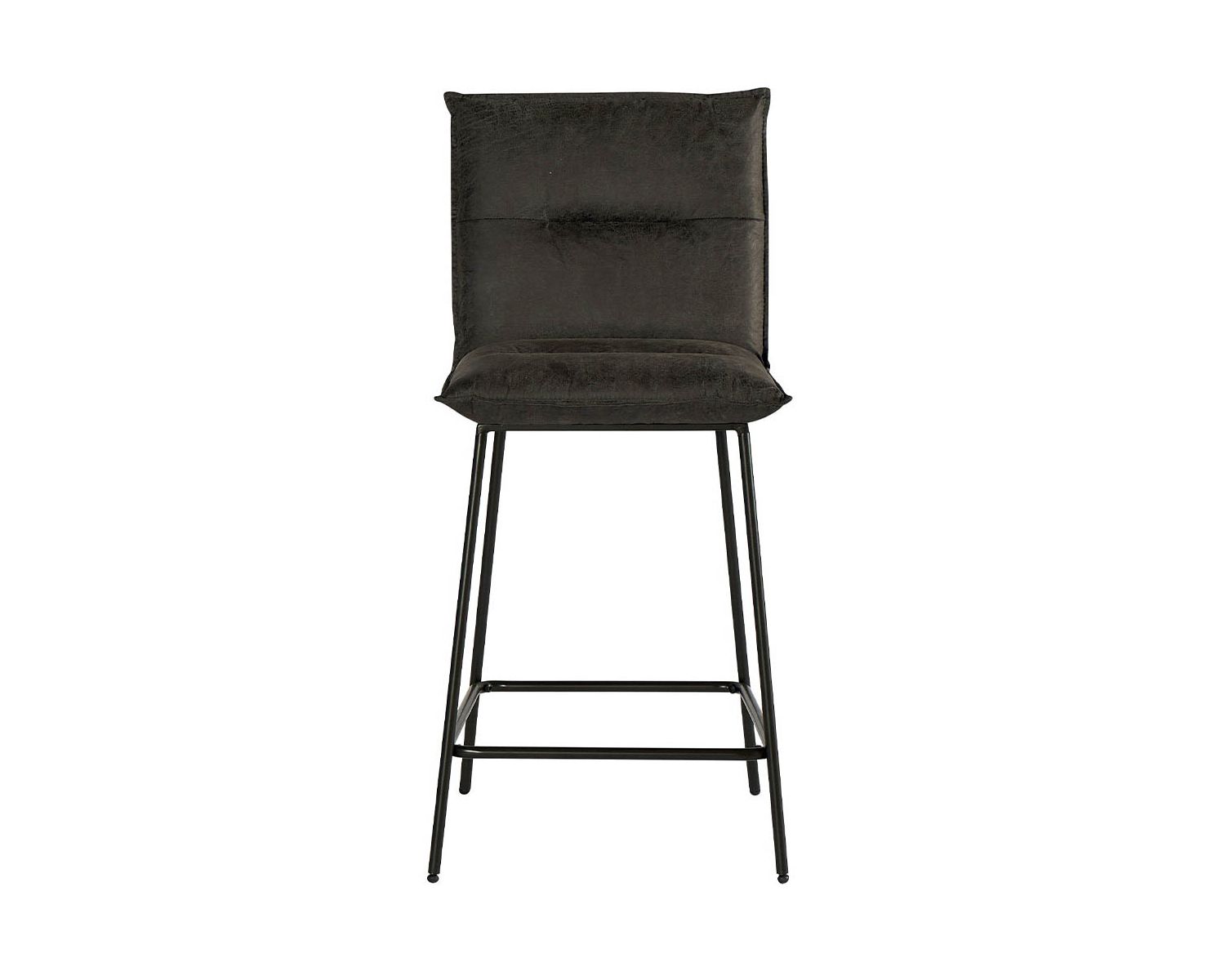 Lot de 2 chaises hautes vintages en tissu gris et métal noir Casita