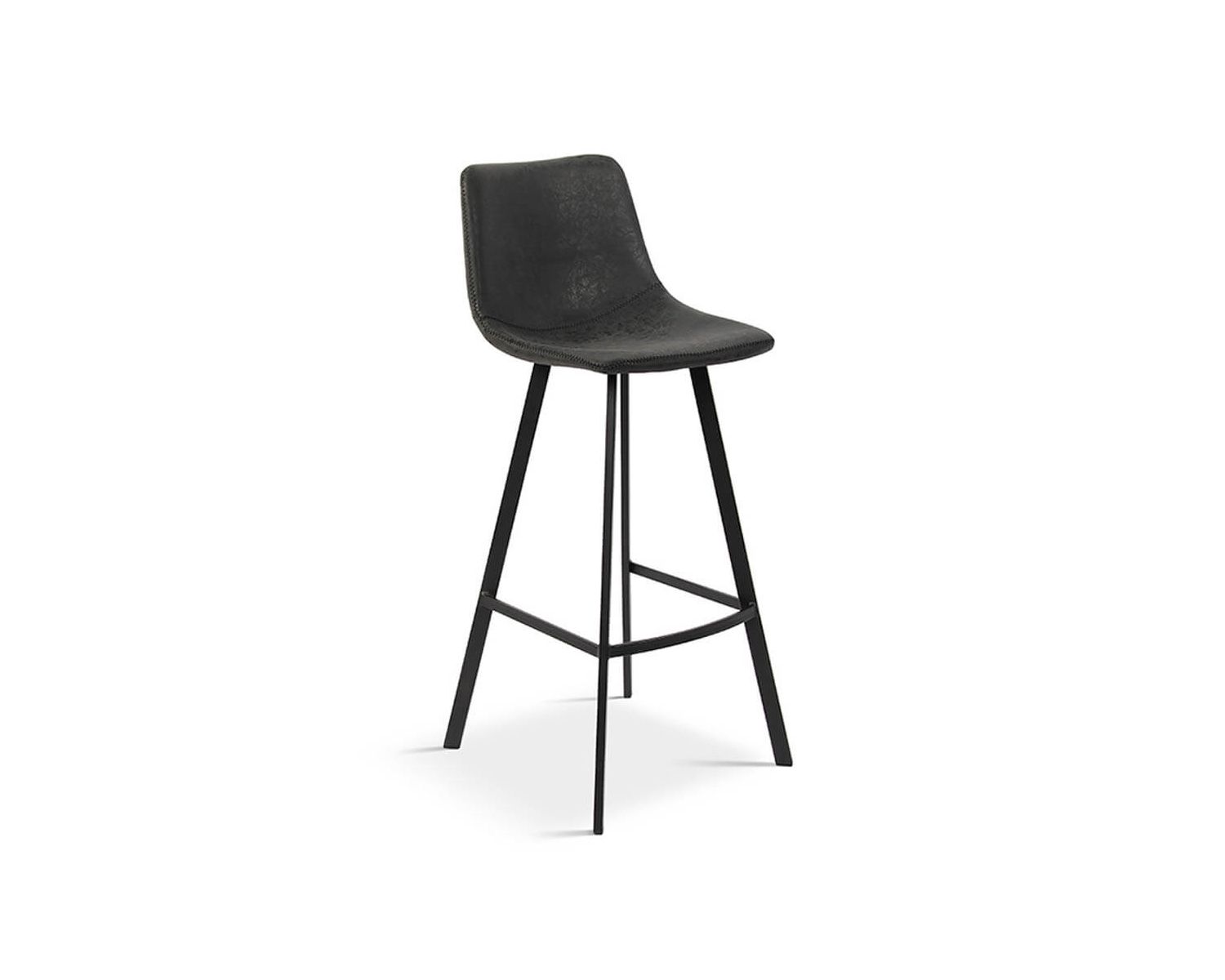 Lot de 2 chaises de bar noires "For" esprit vintage PU et métal