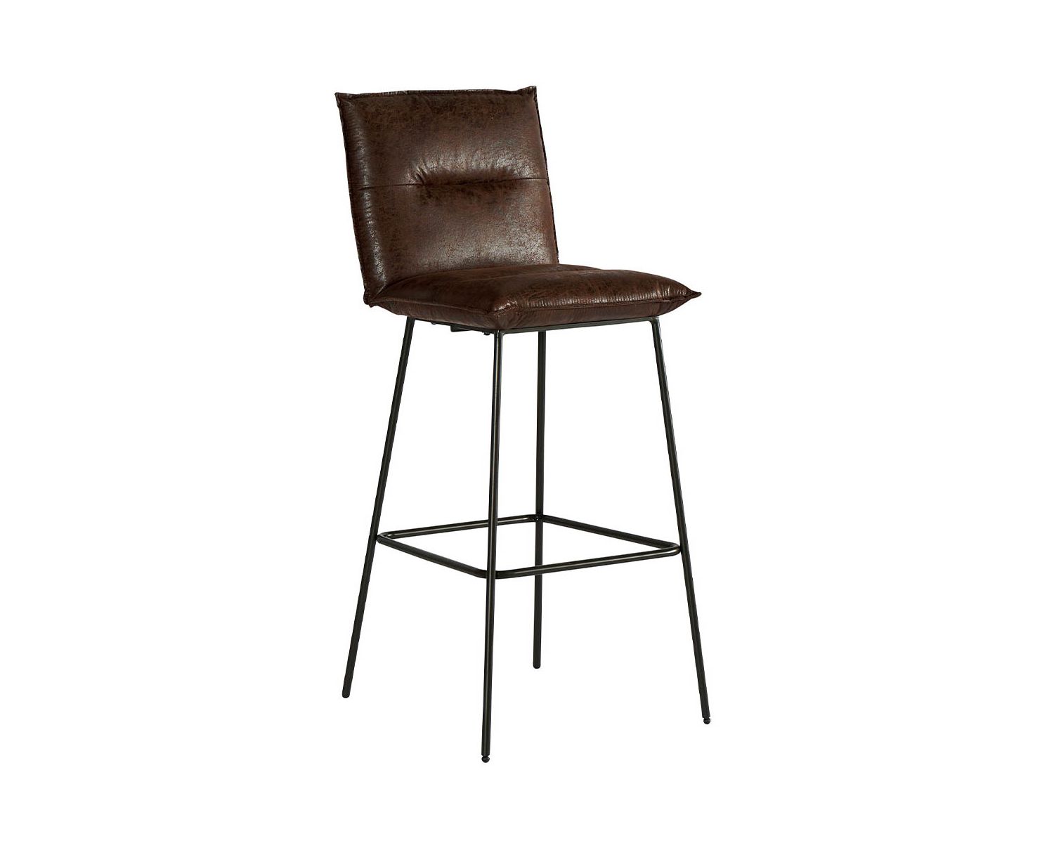 Lot de 2 chaises hautes industrielles métal noir tissu brun Casita
