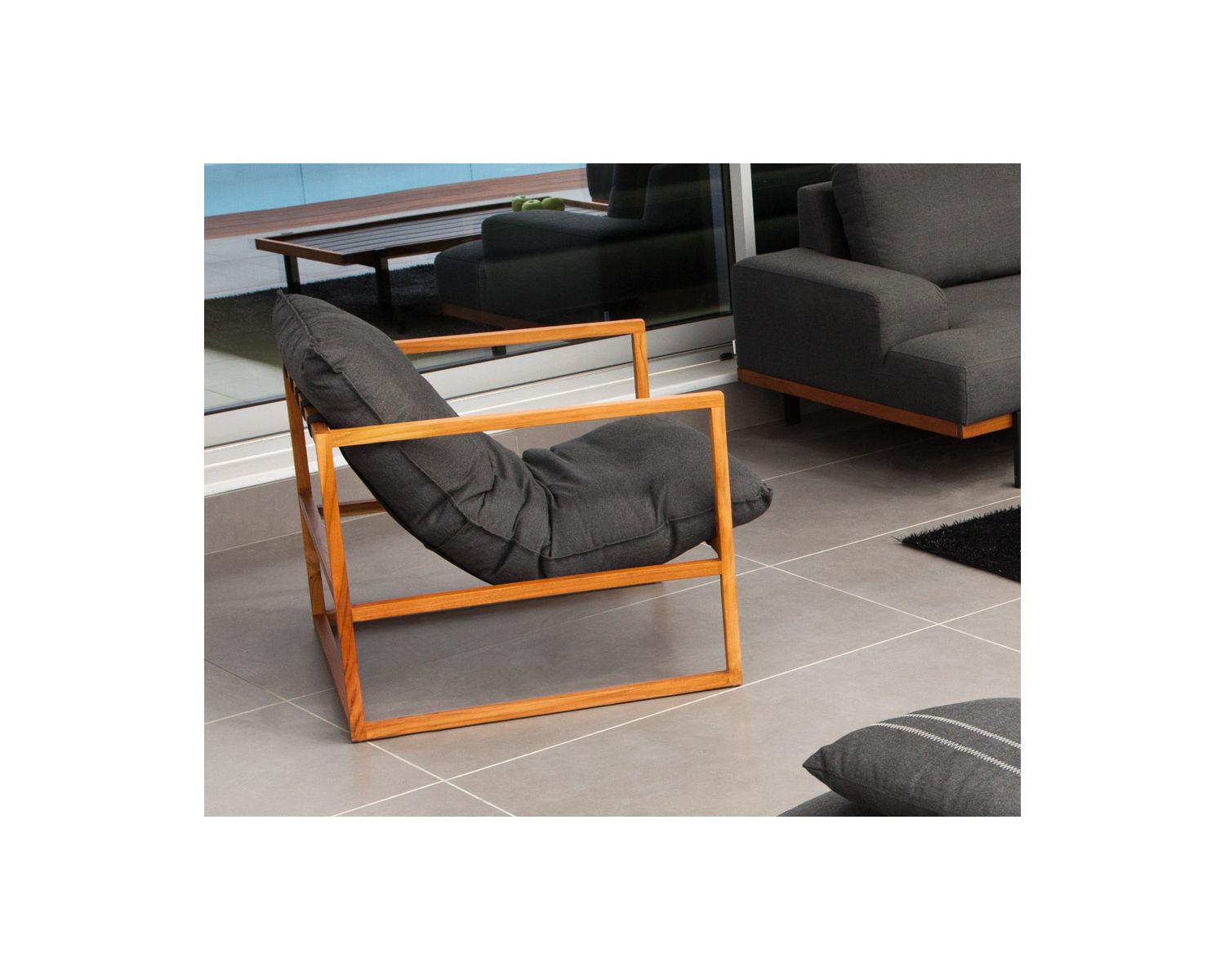 Fauteuil de jardin en teck et tissu Sunbrella "Maluku Island"