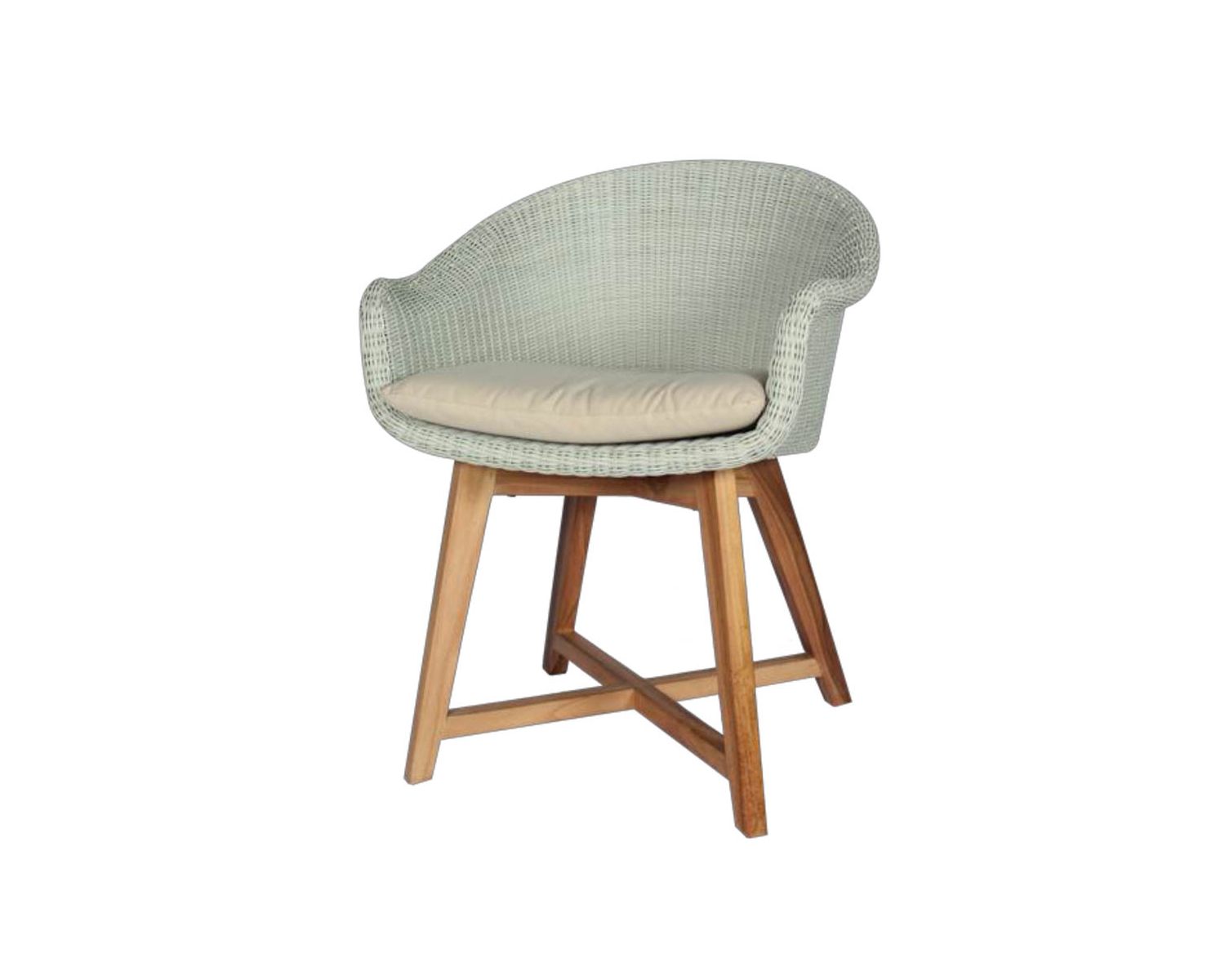 Chaise de jardin en teck et résine imitation rotin blanc "Biarritz"