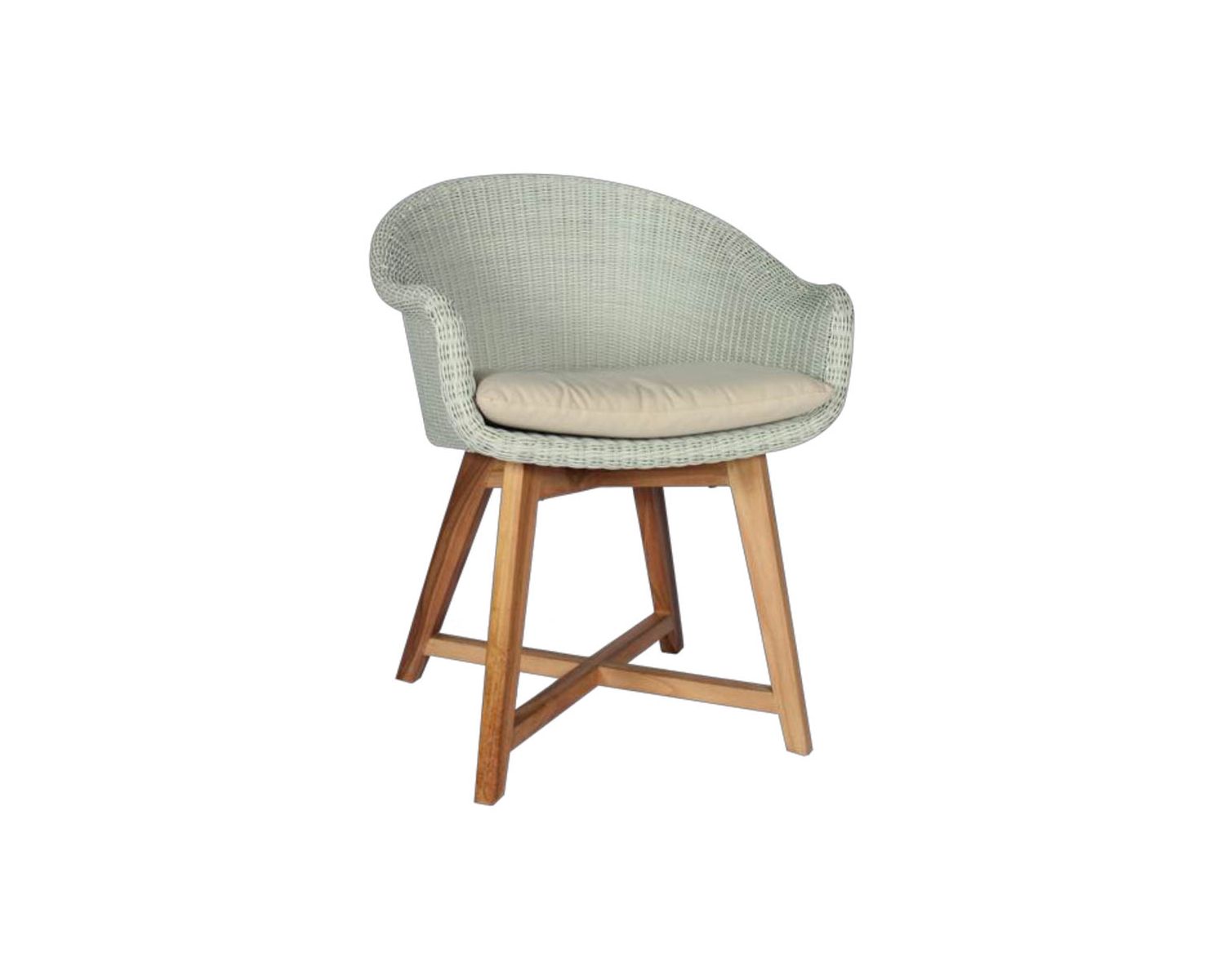 Chaise de jardin en teck et résine imitation rotin blanc "Biarritz"