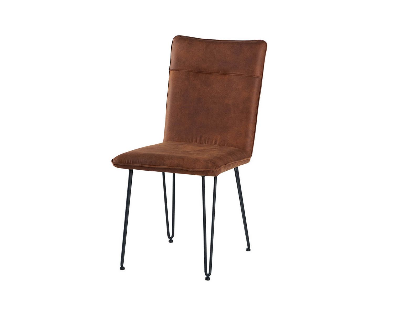 Lot de 4 chaises tissu havane pieds acier noir design "Chaise Casita"