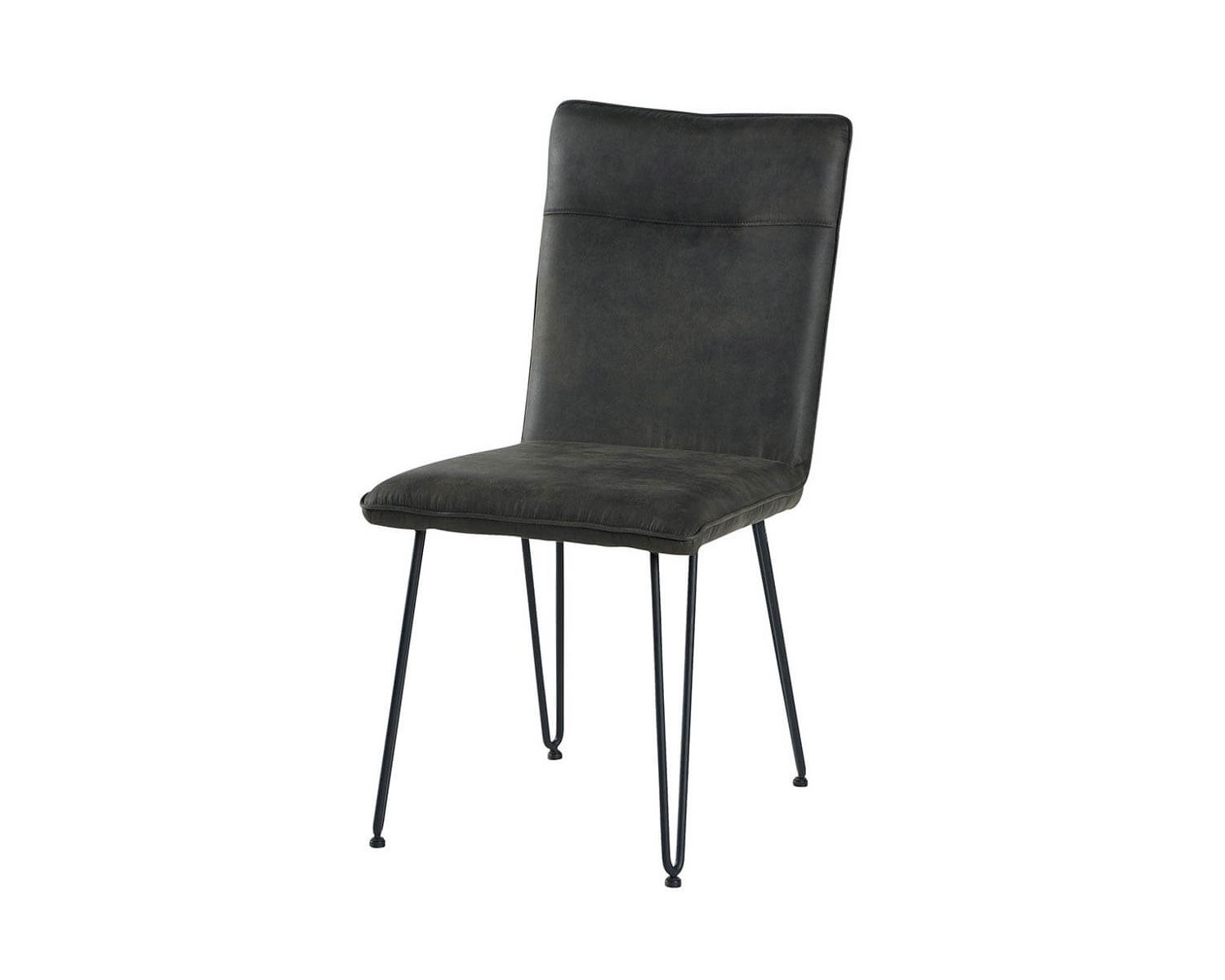Lot de 4 chaises design rétro métal noir tissu gris "Chaise Casita"