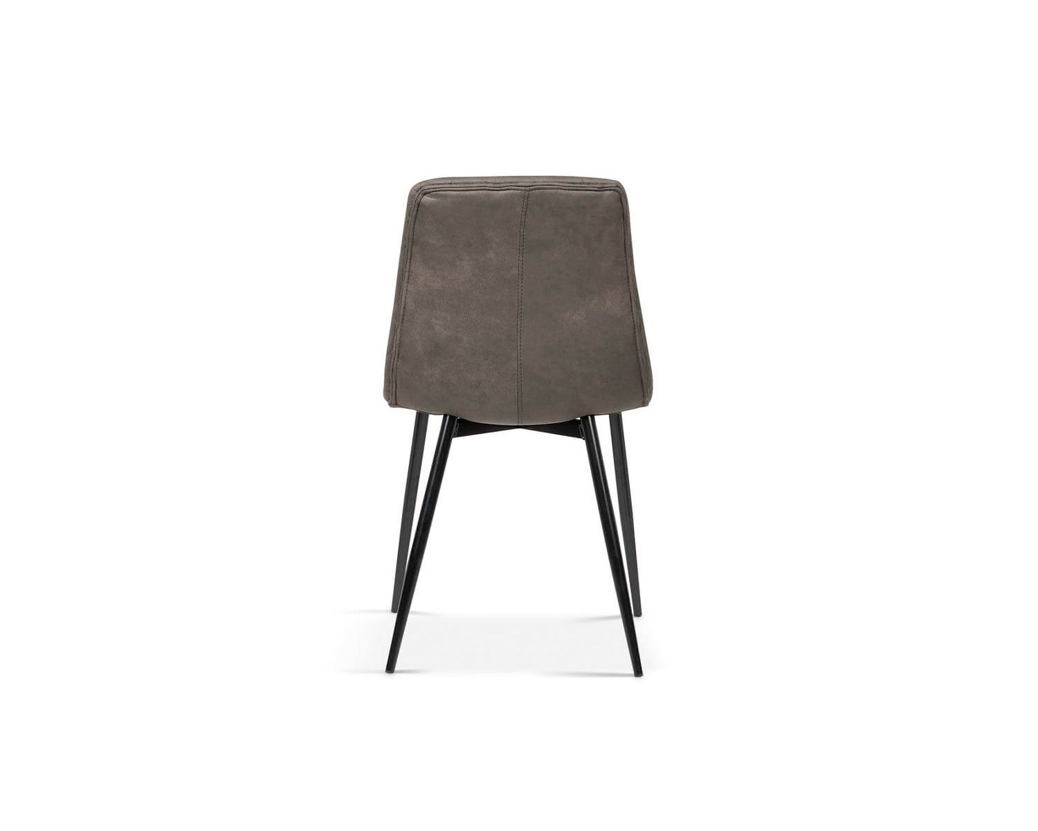 Lot de 2 chaises matelassées microfibre grise, pieds métal noir "Miro"