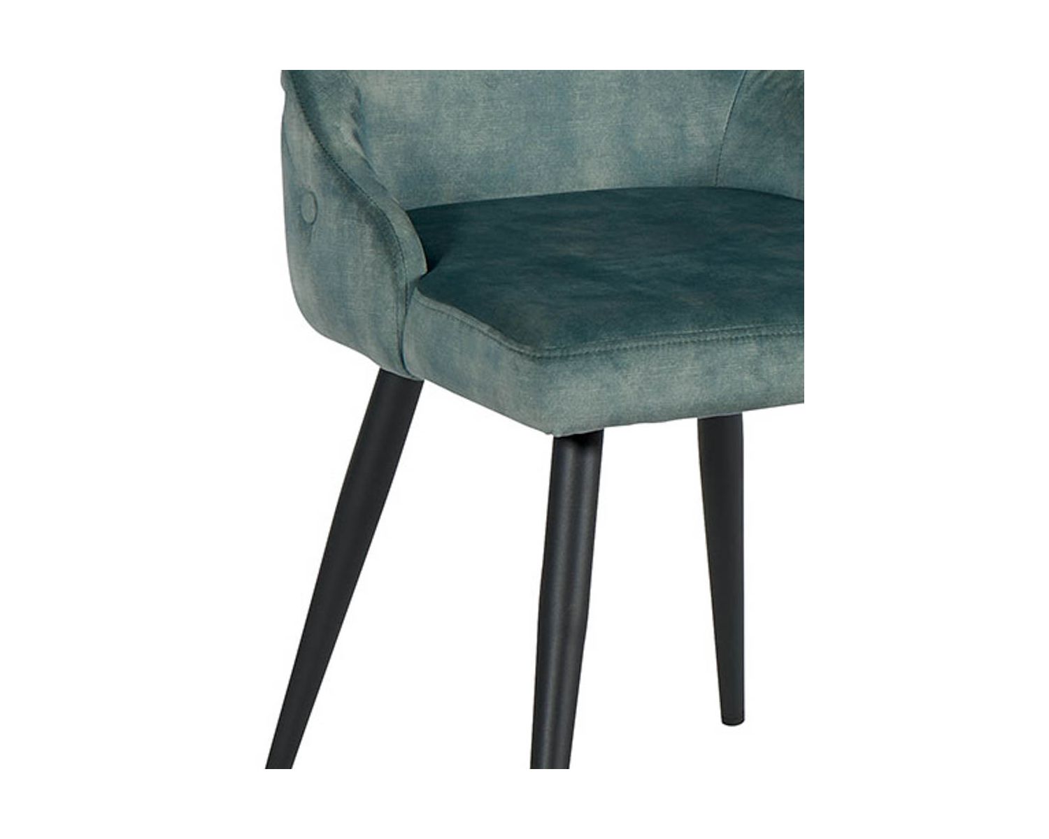 Lot de 2 chaises style vintage métal noir tissu bleu pétrole "Casta"