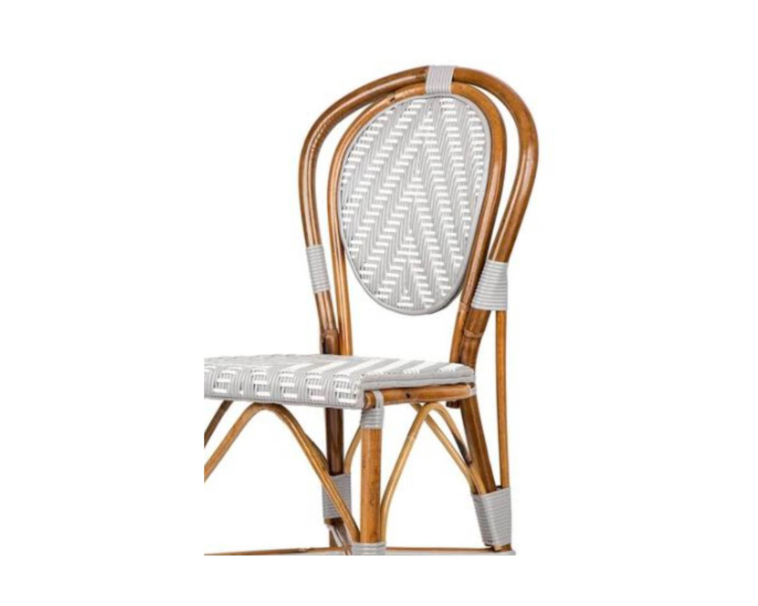 Chaise extérieure en rotin et tissage blanc et gris "Biarritz"