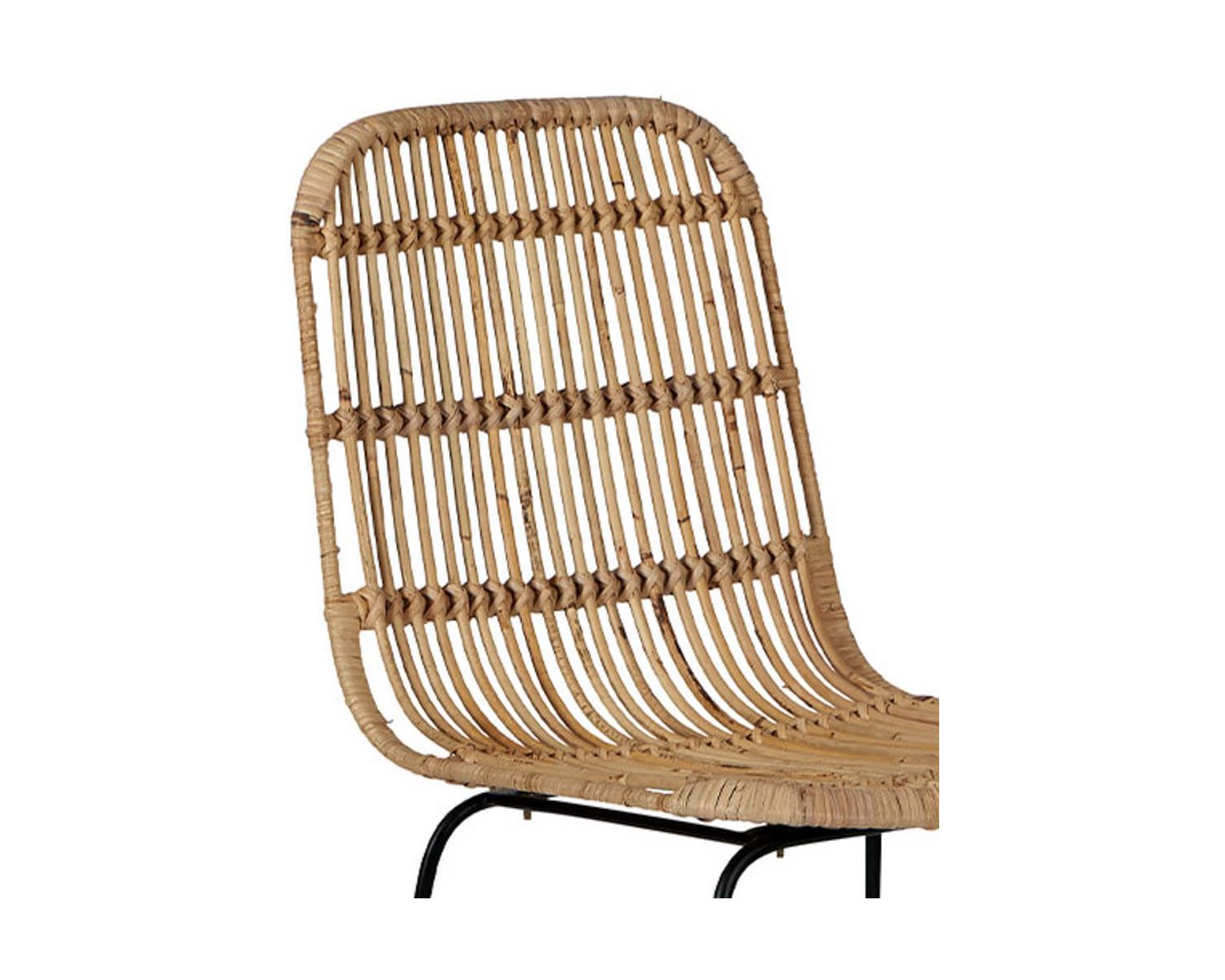 Chaise design en rotin tressé main et métal noir "Chaise Casita"