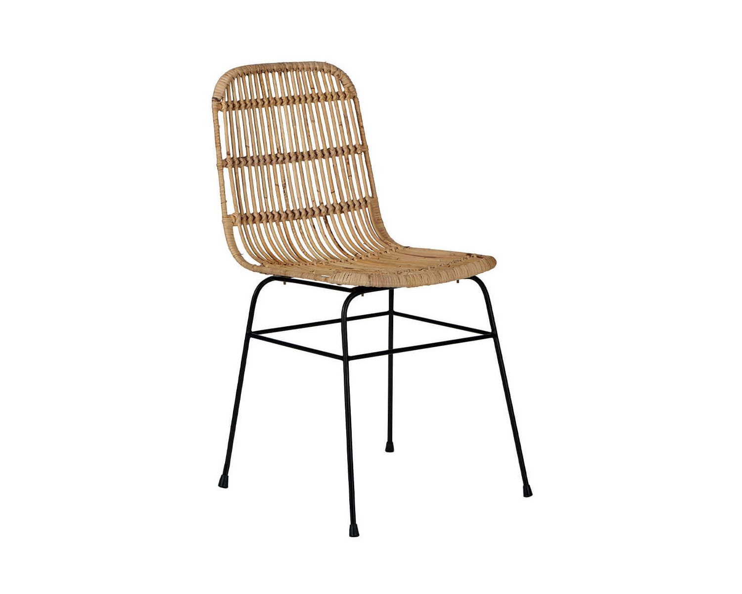 Chaise design en rotin tressé main et métal noir "Chaise Casita"