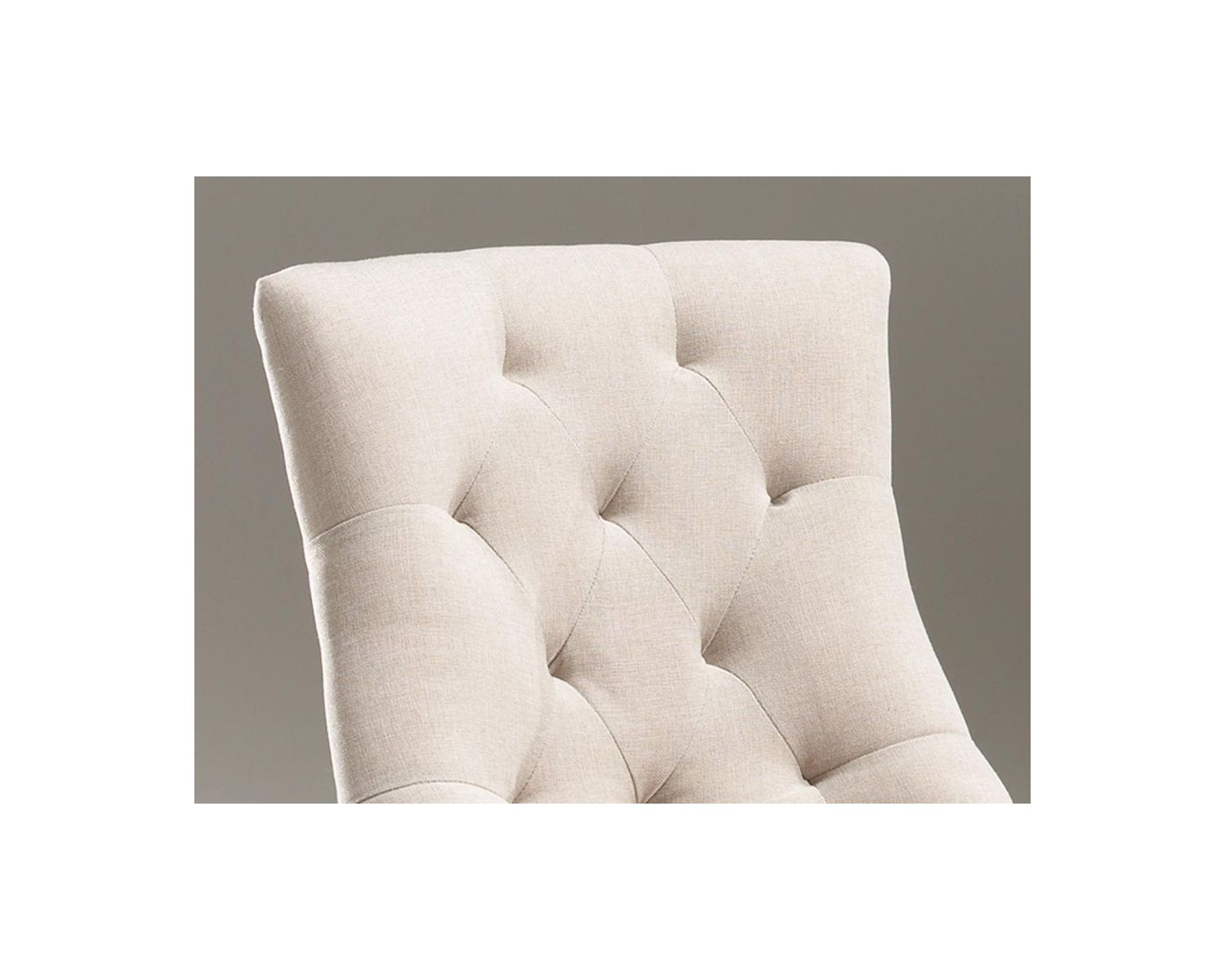 Lot de 2 élégantes chaises capitonnées en tissu écru et pieds bois "Charme"