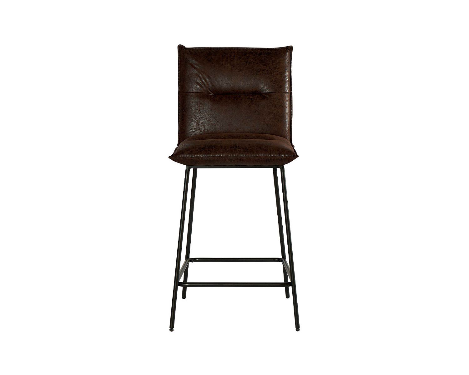 Lot de 2 chaises hautes industrielles métal noir tissu brun Casita