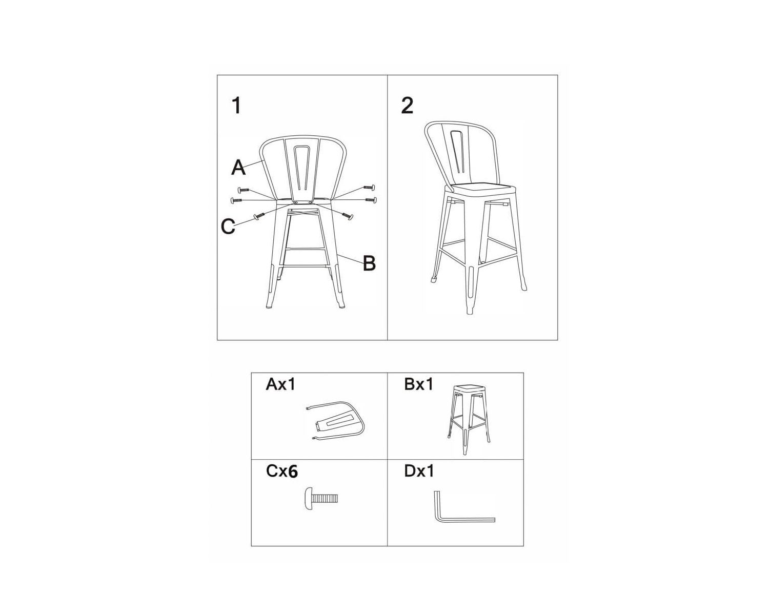 Lot de 4 chaises de bar industrielles métal gris assise bois "Osaca"