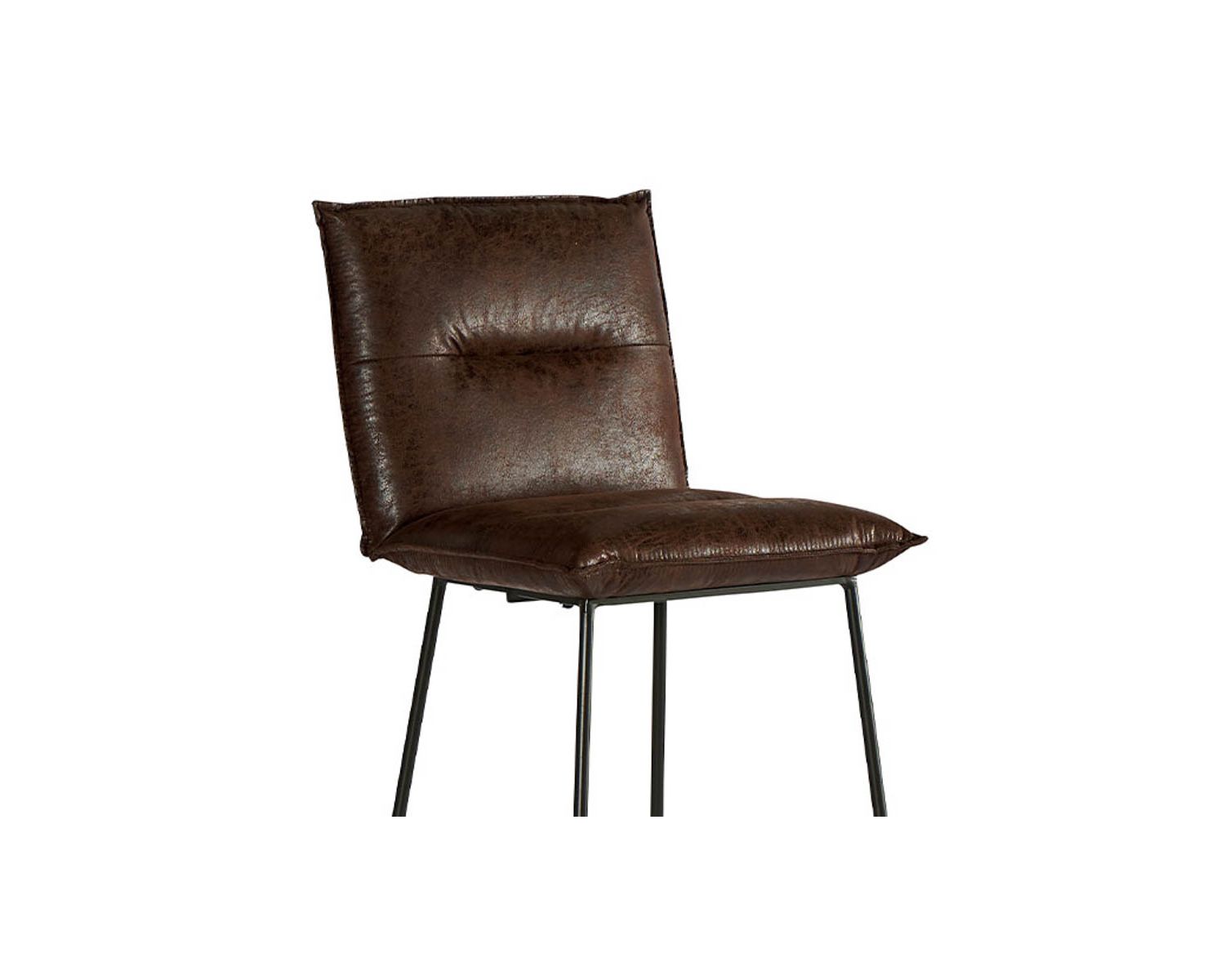 Lot de 2 chaises hautes industrielles métal noir tissu brun Casita